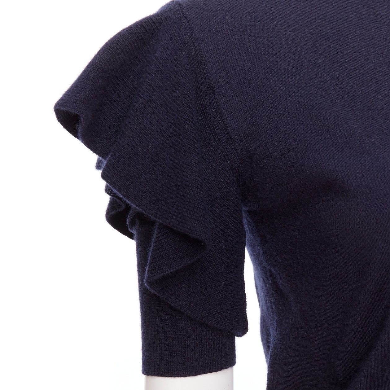 Viktor & Rolf VIKTOR & ROLF navy cashmere silk ruffle sleeves cardigan sweater S Size S / US 4 / IT 40 - 2 Thumbnail