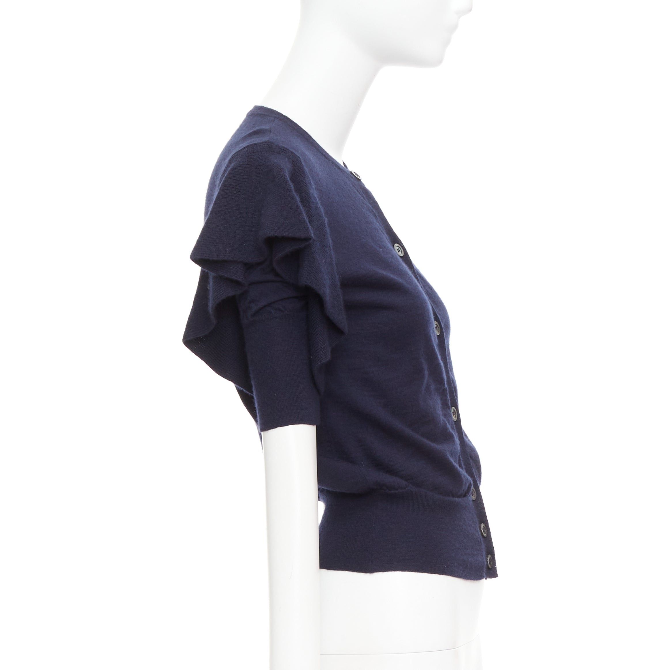 Viktor & Rolf VIKTOR & ROLF navy cashmere silk ruffle sleeves cardigan sweater S Size S / US 4 / IT 40 - 5 Thumbnail