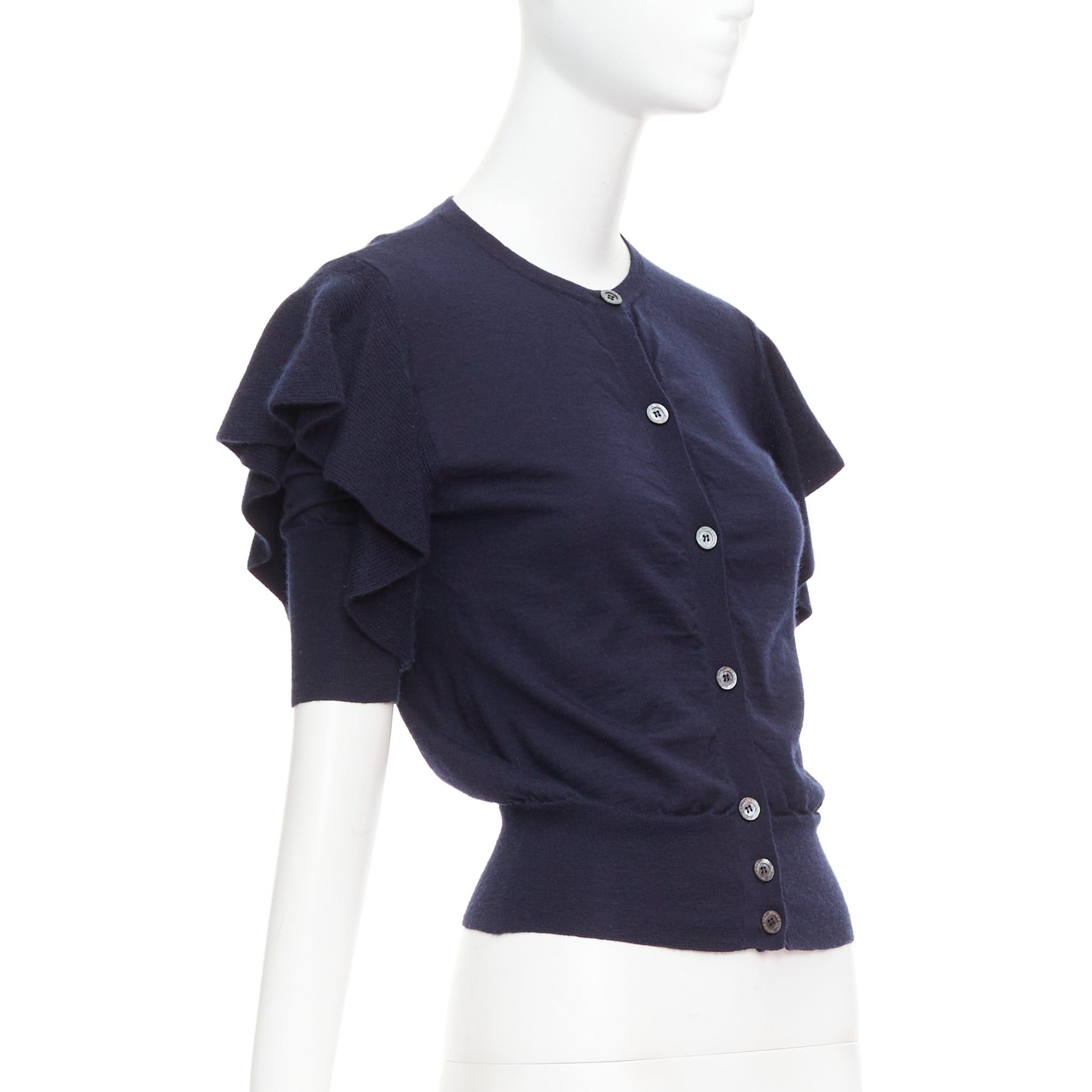 Viktor & Rolf VIKTOR & ROLF navy cashmere silk ruffle sleeves cardigan sweater S Size S / US 4 / IT 40 - 4 Thumbnail