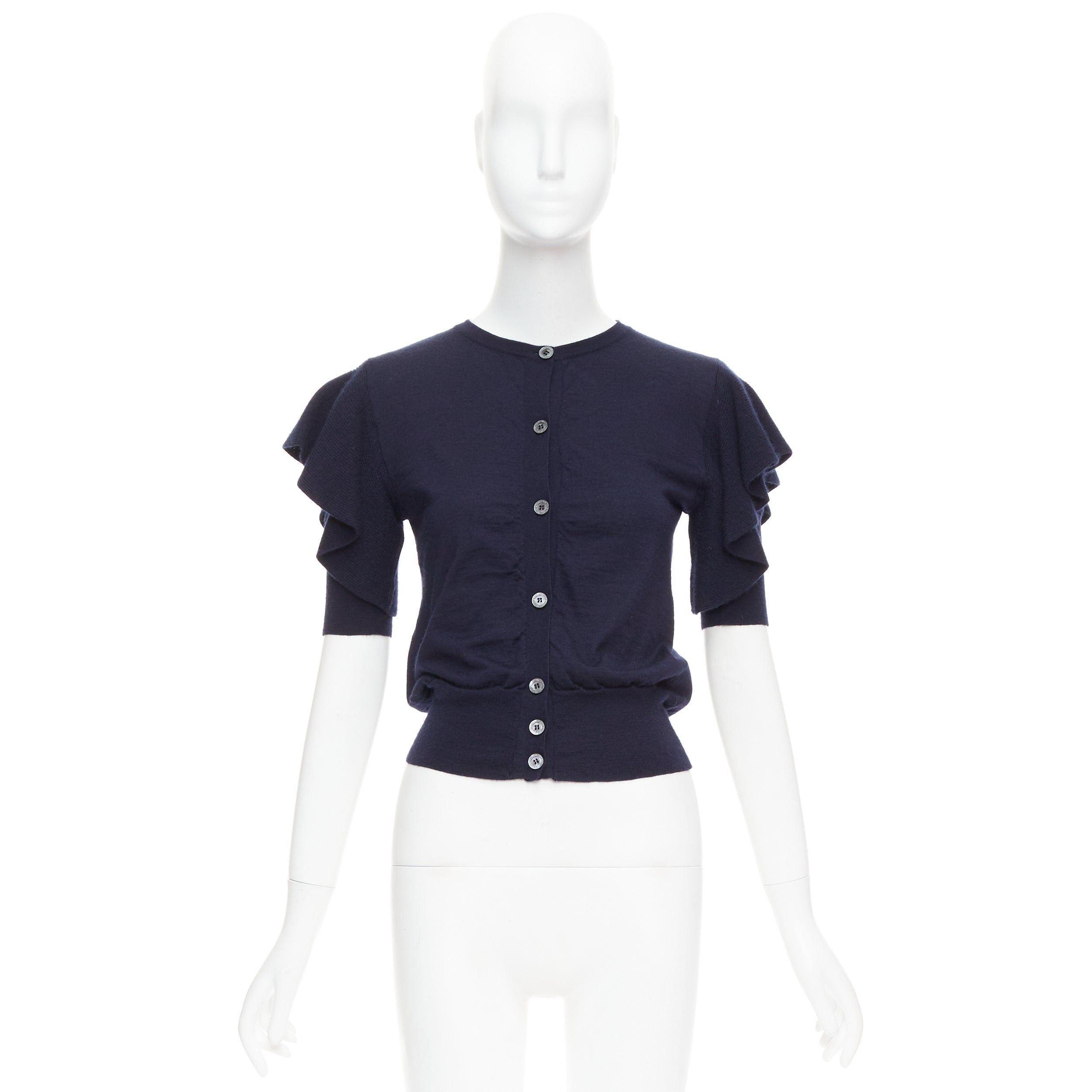 Viktor & Rolf VIKTOR & ROLF navy cashmere silk ruffle sleeves cardigan sweater S Size S / US 4 / IT 40 - 10 Thumbnail