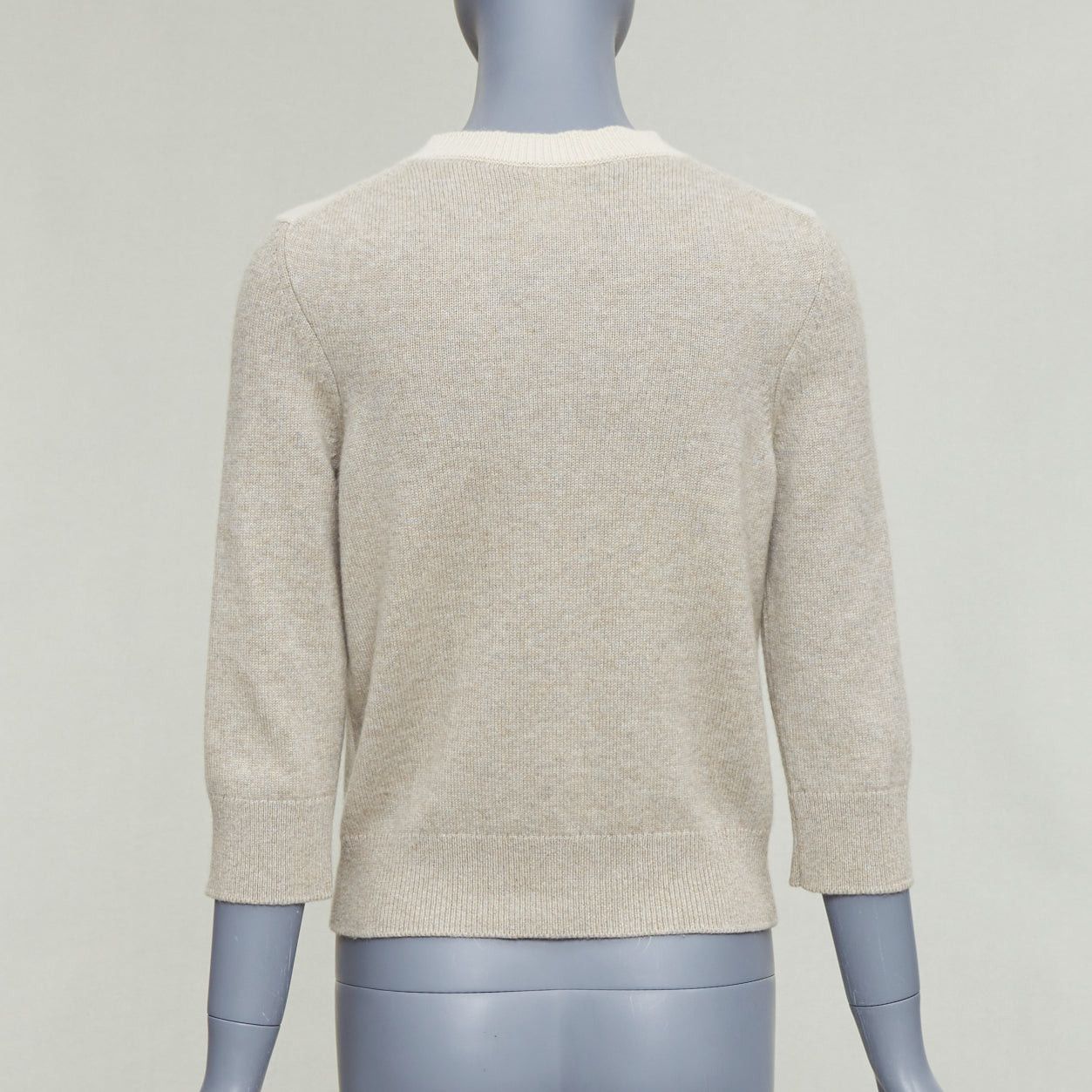 Chanel CHANEL 100% cashmere beige cream colorblocked CC buttons cardigan FR36 S Size S / US 4 / IT 40 - 6 Thumbnail