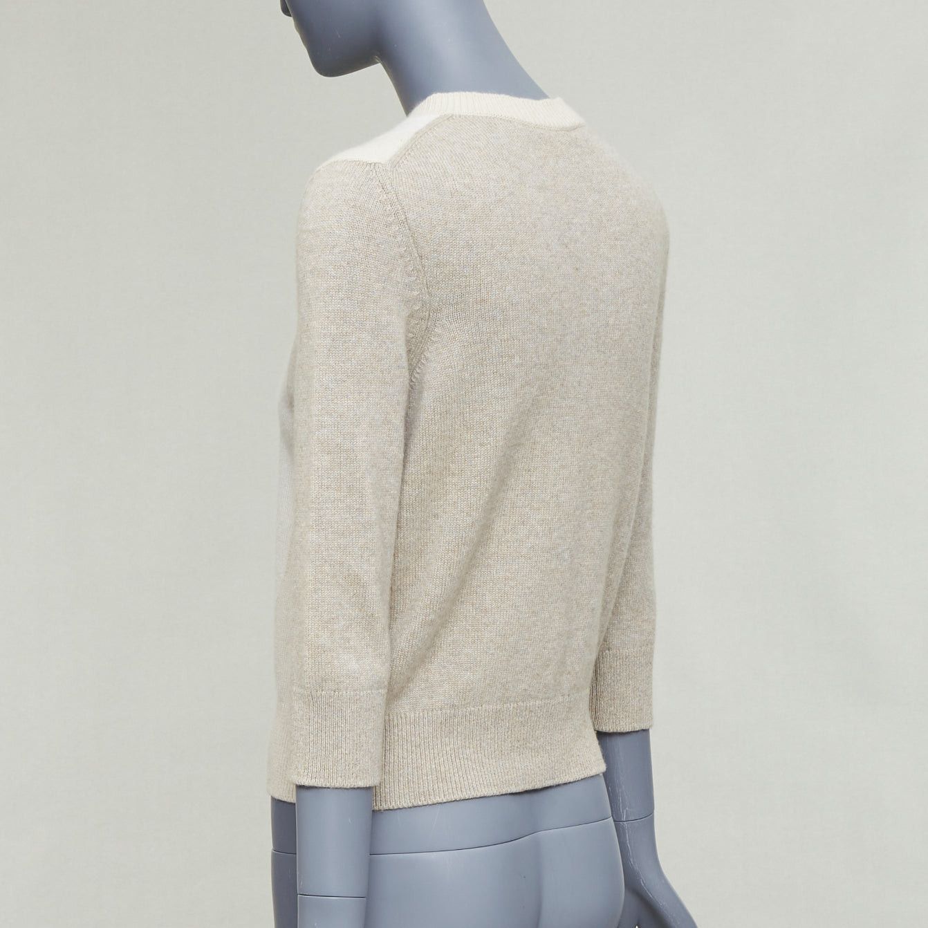 Chanel CHANEL 100% cashmere beige cream colorblocked CC buttons cardigan FR36 S Size S / US 4 / IT 40 - 7 Thumbnail