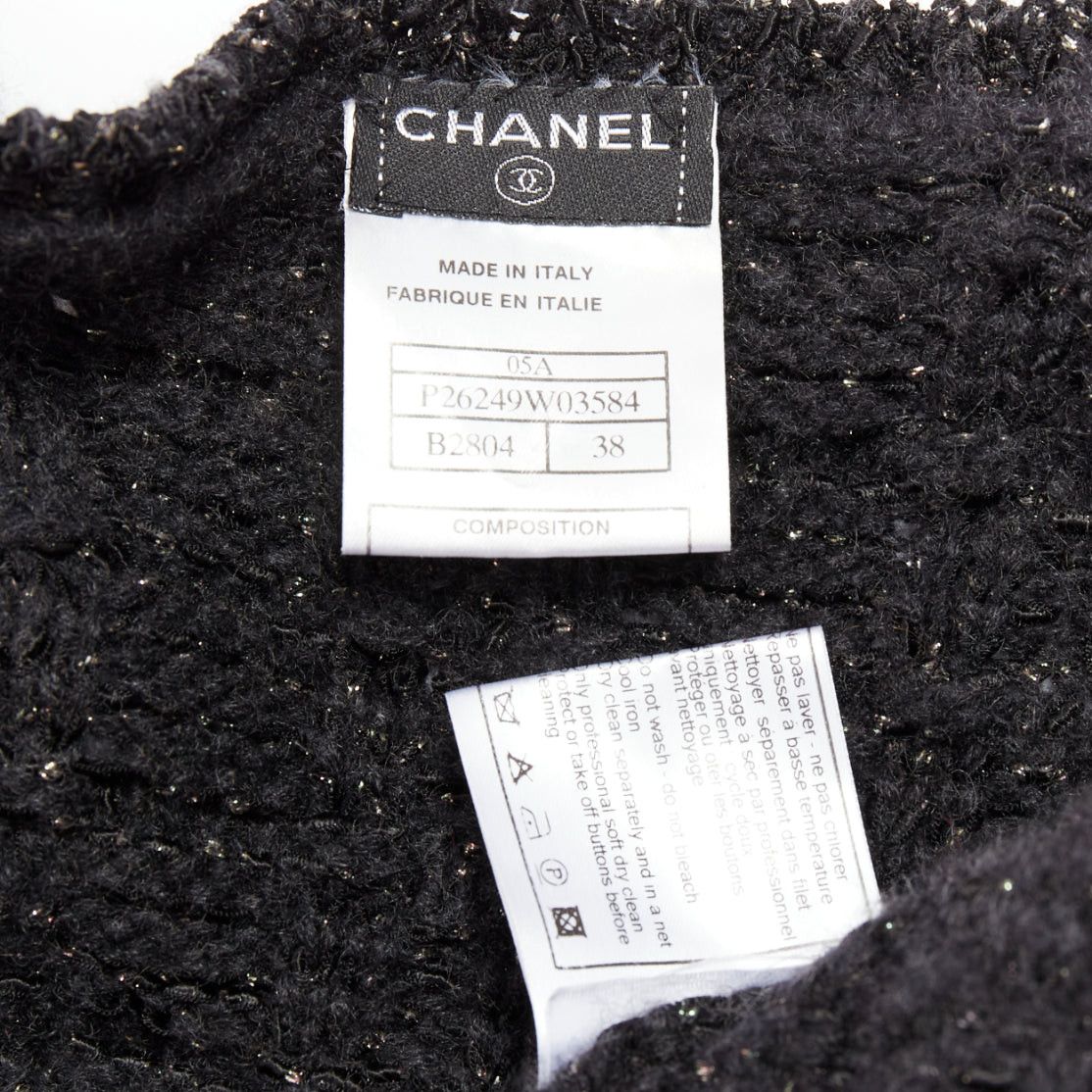 Chanel CHANEL 05A black metallic tweed silver CC logo cardigan jacket FR38 M Size M / US 6-8 / IT 42-44 - 9 Thumbnail