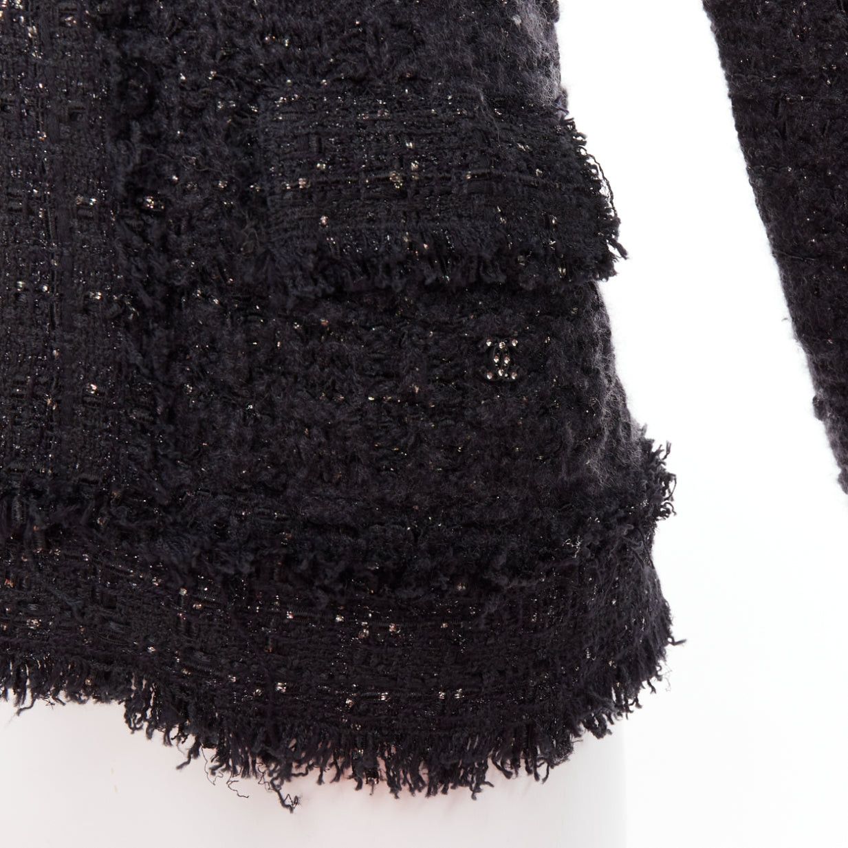 Chanel CHANEL 05A black metallic tweed silver CC logo cardigan jacket FR38 M Size M / US 6-8 / IT 42-44 - 2 Thumbnail