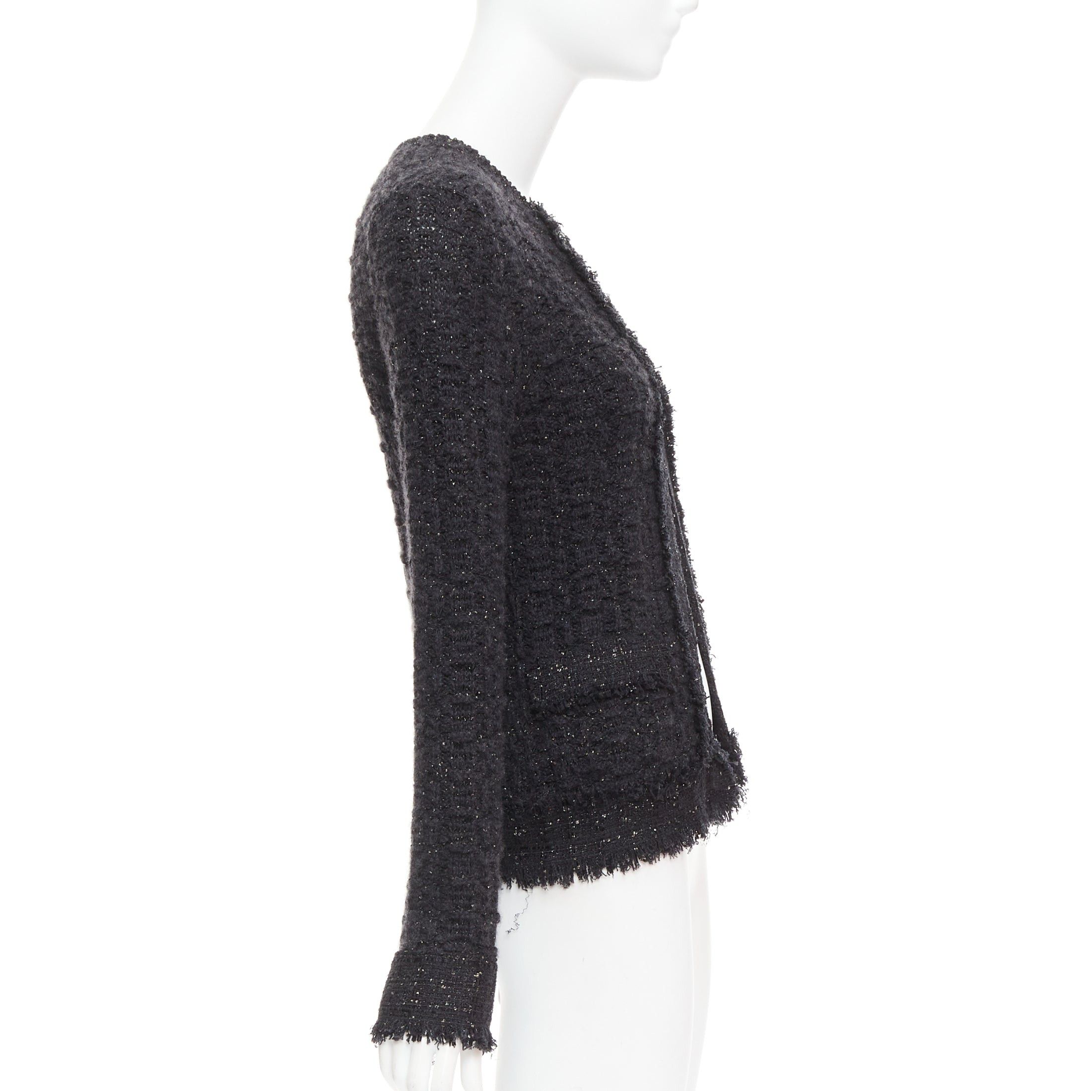Chanel CHANEL 05A black metallic tweed silver CC logo cardigan jacket FR38 M Size M / US 6-8 / IT 42-44 - 5 Thumbnail