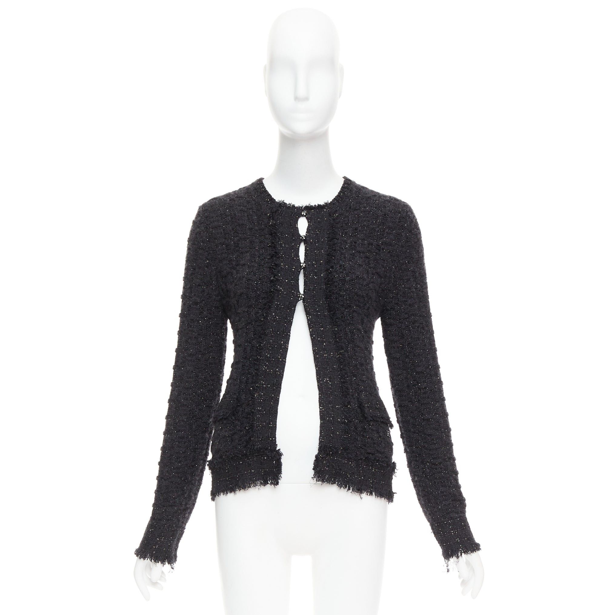 Chanel CHANEL 05A black metallic tweed silver CC logo cardigan jacket FR38 M Size M / US 6-8 / IT 42-44 - 10 Thumbnail