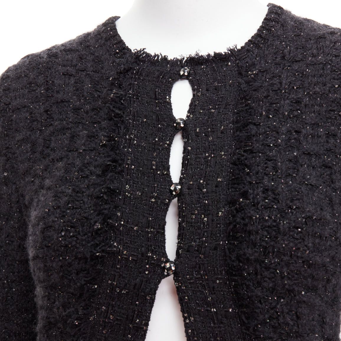 Chanel CHANEL 05A black metallic tweed silver CC logo cardigan jacket FR38 M Size M / US 6-8 / IT 42-44 - 8 Thumbnail