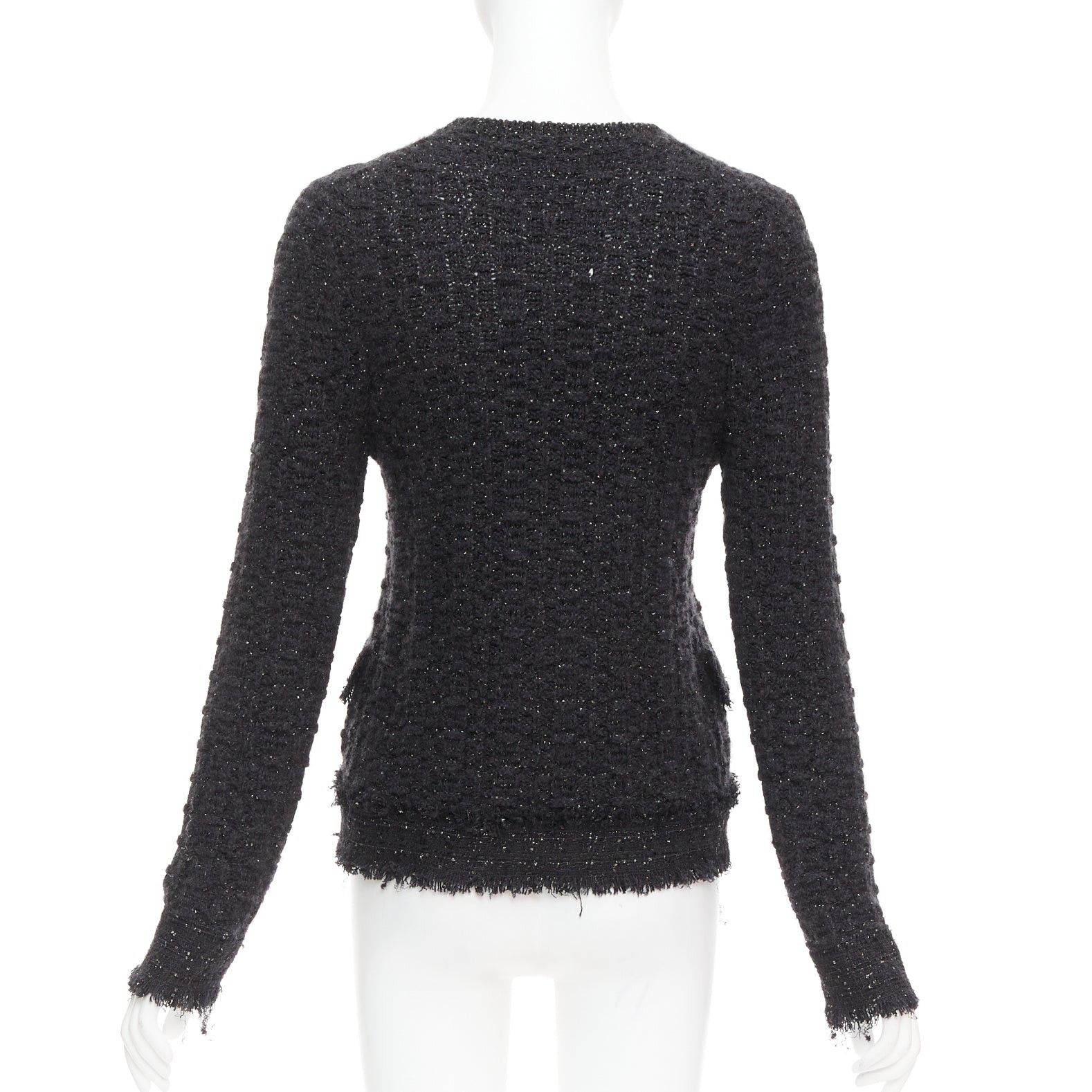 Chanel CHANEL 05A black metallic tweed silver CC logo cardigan jacket FR38 M Size M / US 6-8 / IT 42-44 - 6 Thumbnail