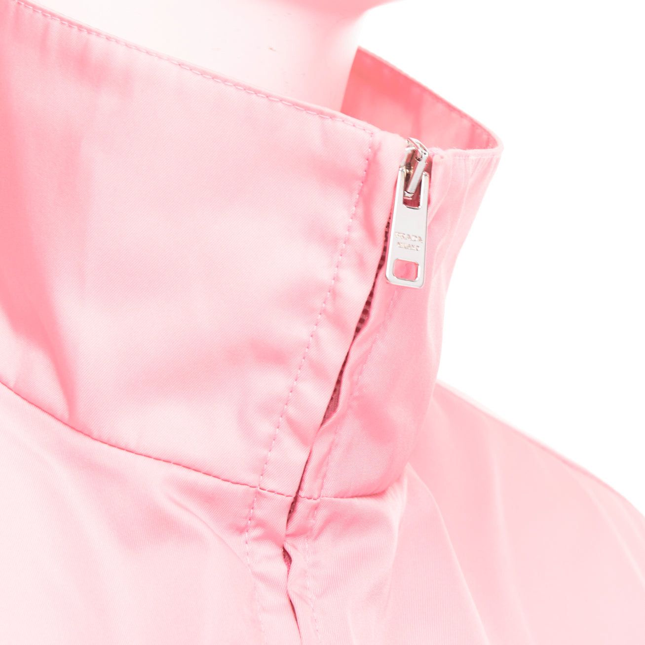 Prada PRADA 2020 Re-Nylon pink nylon logo triangle pouch crop anorak IT38 XS Size XS / US 0-2 / IT 36-38 - 8 Thumbnail