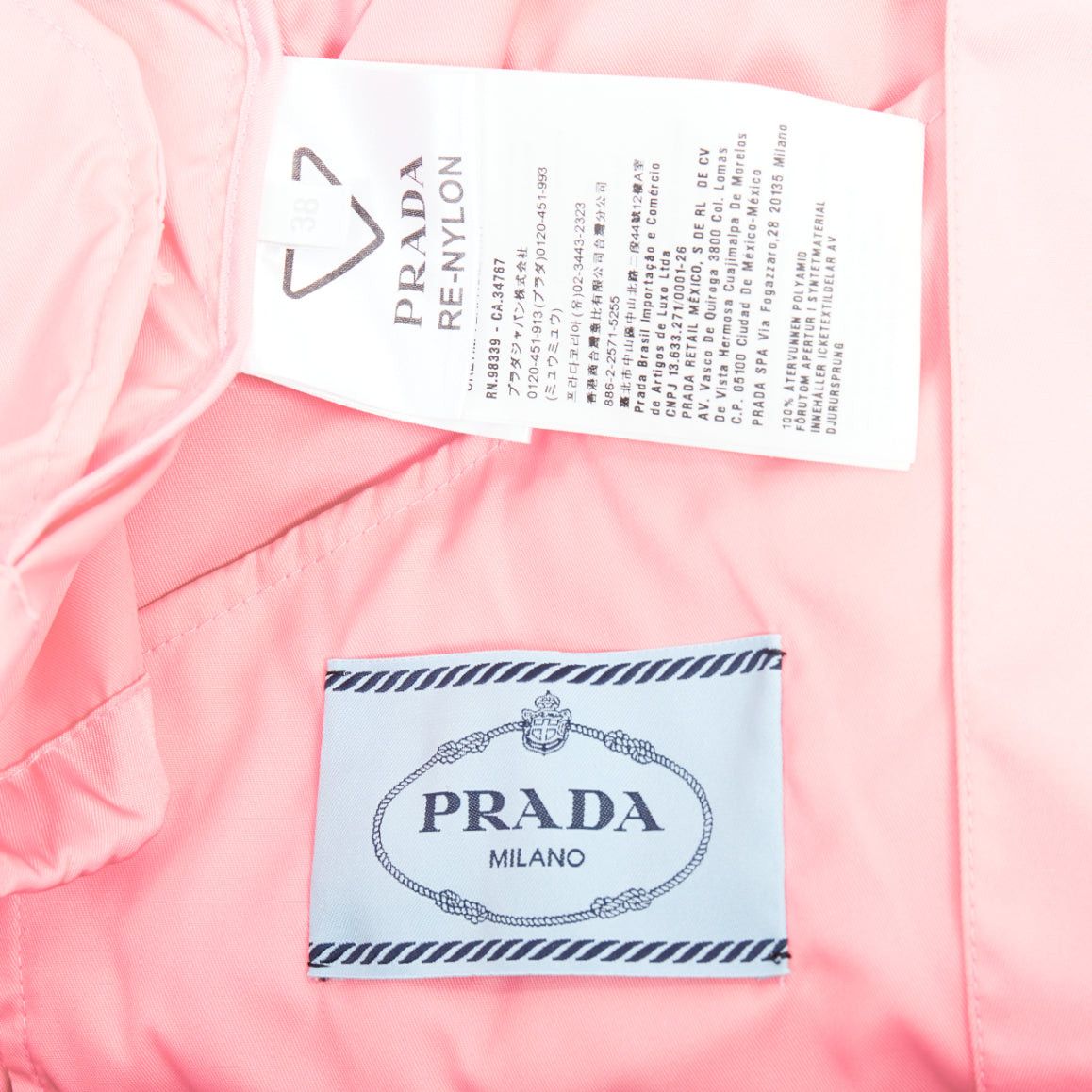 Prada PRADA 2020 Re-Nylon pink nylon logo triangle pouch crop anorak IT38 XS Size XS / US 0-2 / IT 36-38 - 9 Thumbnail