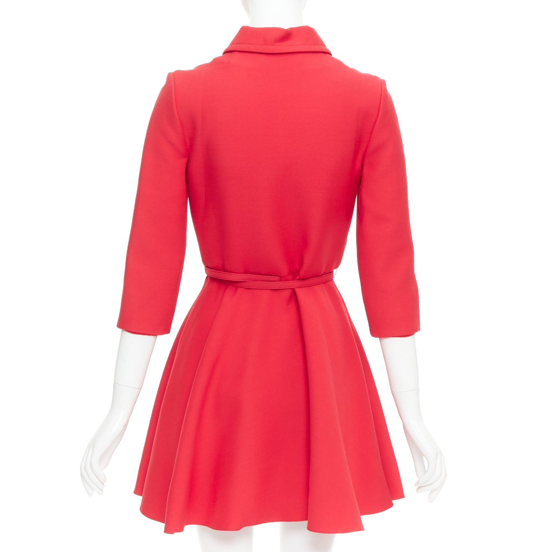 Dior CHRISTIAN DIOR 2019 red wool silk half zip belted flare dress FR36 S Size S / US 4 / IT 40 - 5 Thumbnail