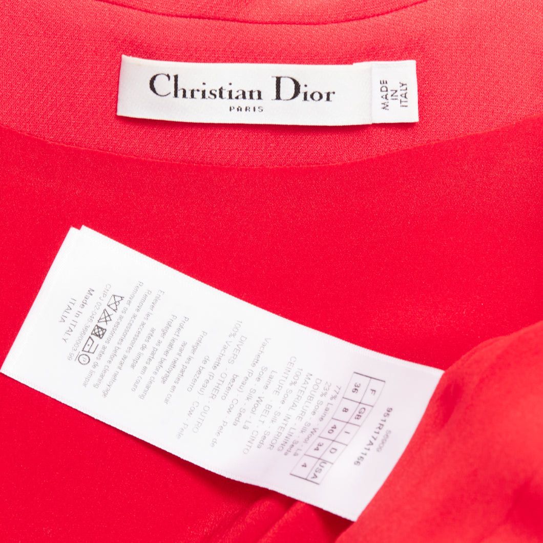 Dior CHRISTIAN DIOR 2019 red wool silk half zip belted flare dress FR36 S Size S / US 4 / IT 40 - 8 Thumbnail