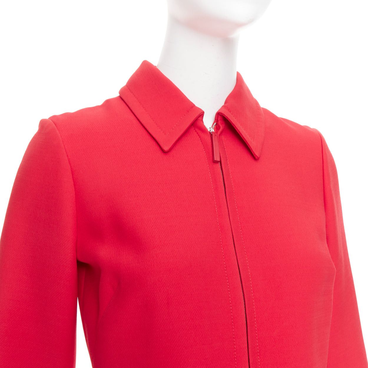 Dior CHRISTIAN DIOR 2019 red wool silk half zip belted flare dress FR36 S Size S / US 4 / IT 40 - 7 Thumbnail