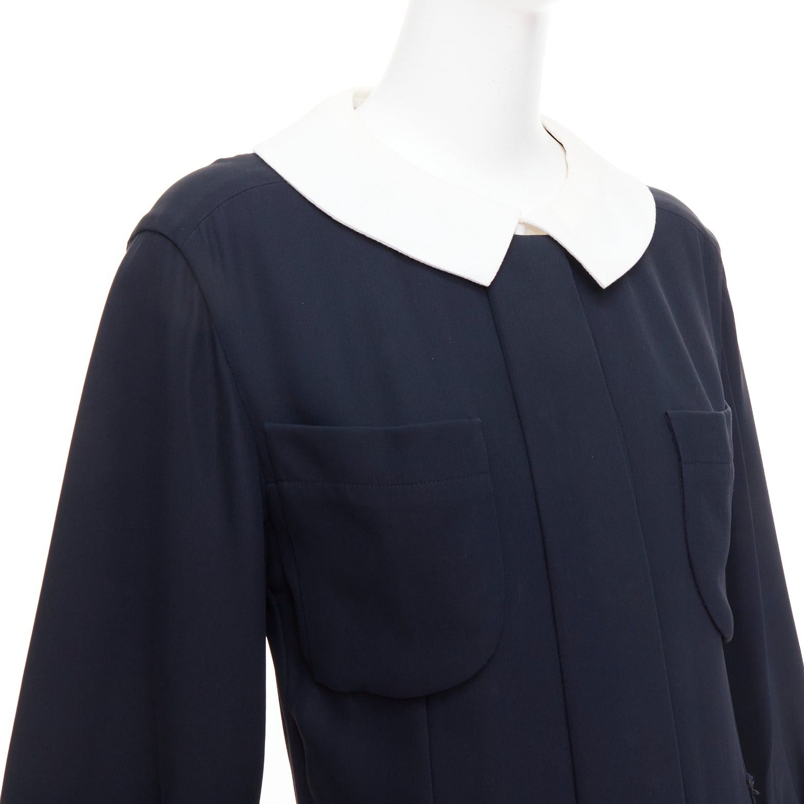 Chanel rare CHANEL 2015 Runway black silk white cotton collar trompe loeil dress FR36 S Size S / US 4 / IT 40 - 7 Thumbnail