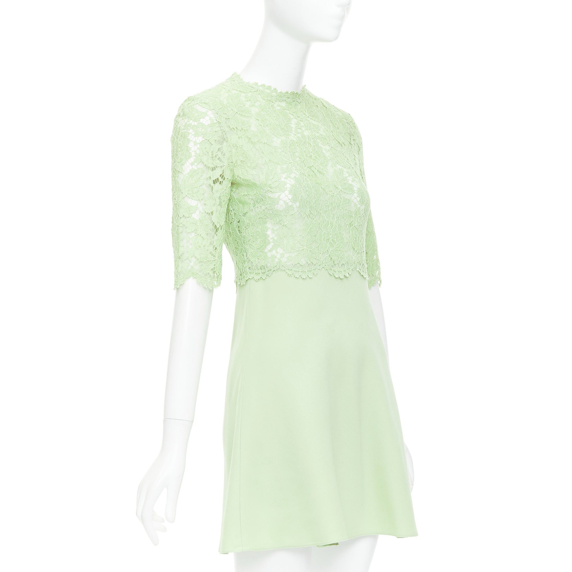 Valentino VALENTINO light green cotton blend lace bodice A line dress IT38 XS Size XS / US 0-2 / IT 36-38 - 3 Thumbnail