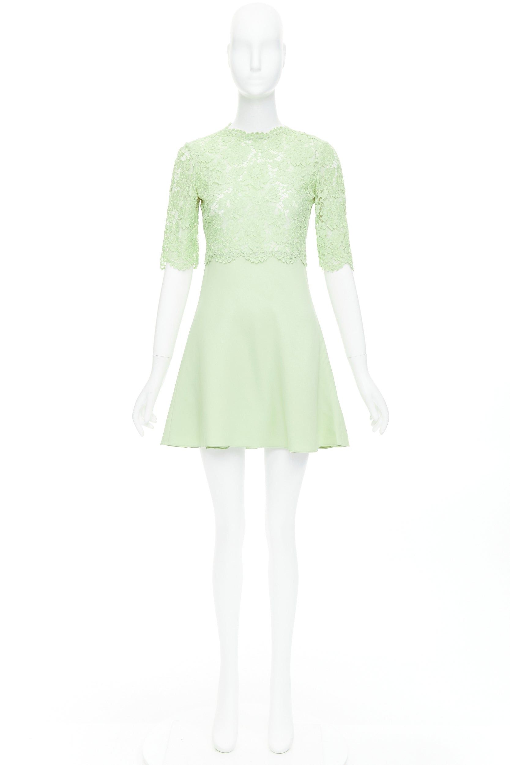 Valentino VALENTINO light green cotton blend lace bodice A line dress IT38 XS Size XS / US 0-2 / IT 36-38 - 9 Thumbnail