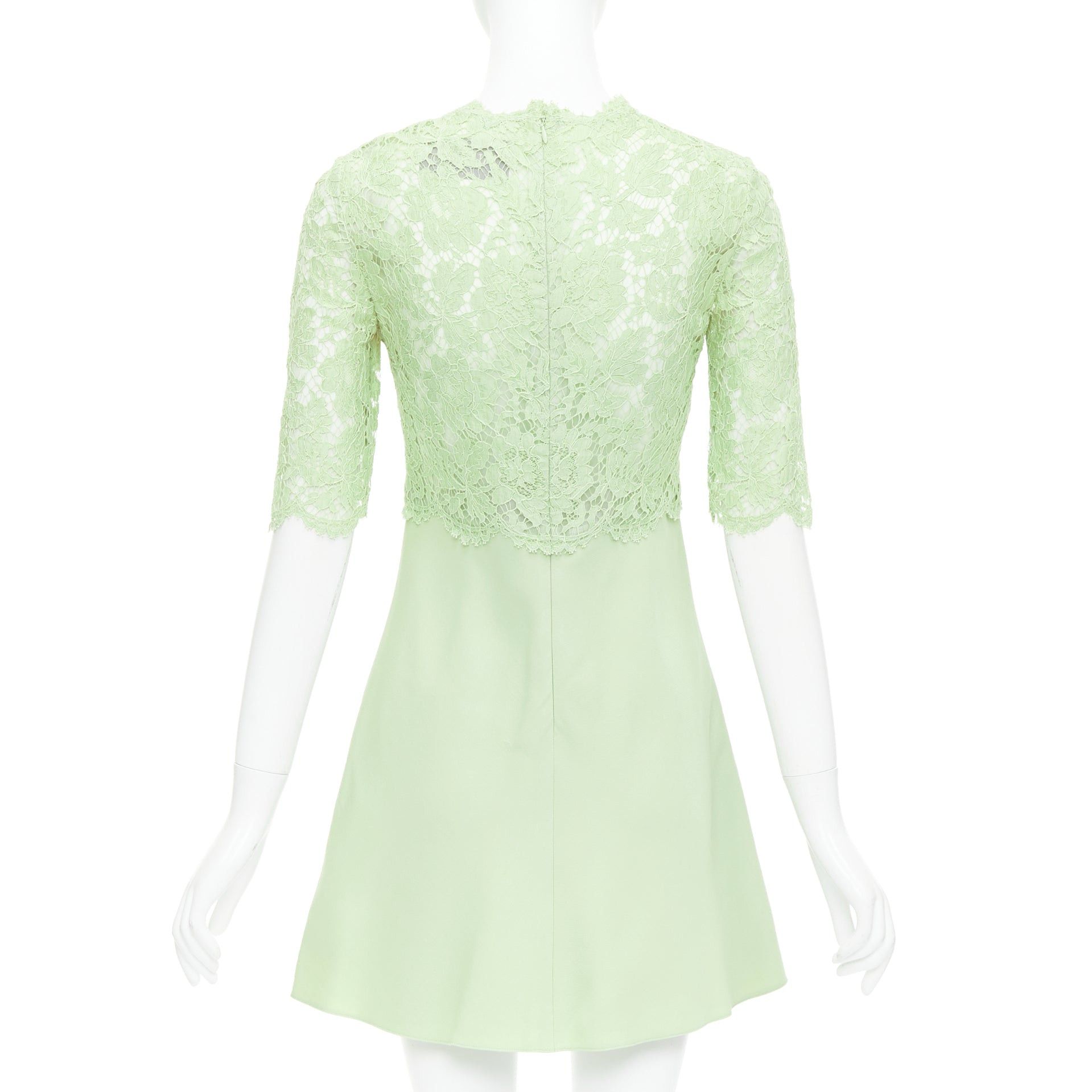 Valentino VALENTINO light green cotton blend lace bodice A line dress IT38 XS Size XS / US 0-2 / IT 36-38 - 5 Thumbnail
