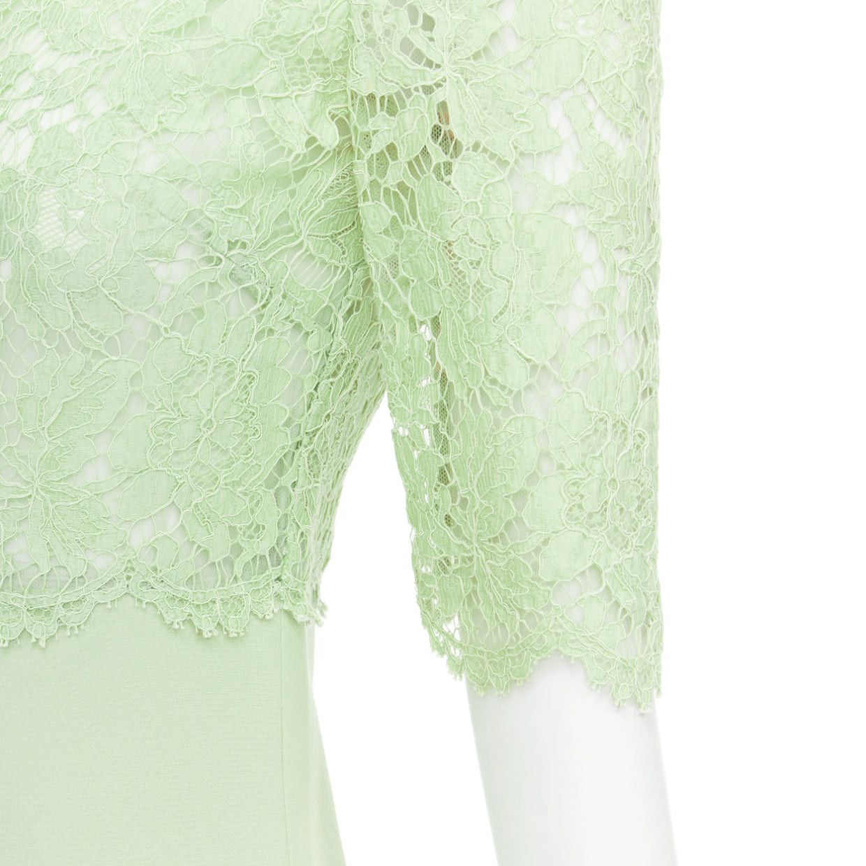 Valentino VALENTINO light green cotton blend lace bodice A line dress IT38 XS Size XS / US 0-2 / IT 36-38 - 2 Thumbnail