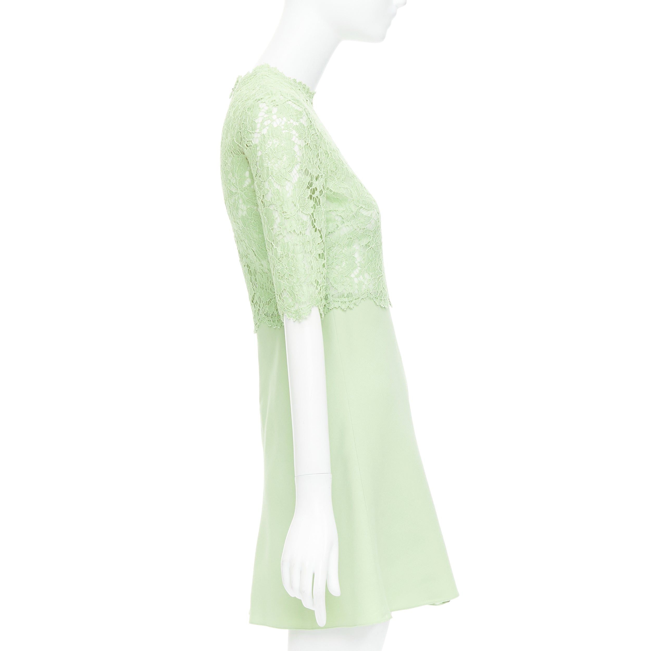 Valentino VALENTINO light green cotton blend lace bodice A line dress IT38 XS Size XS / US 0-2 / IT 36-38 - 4 Thumbnail