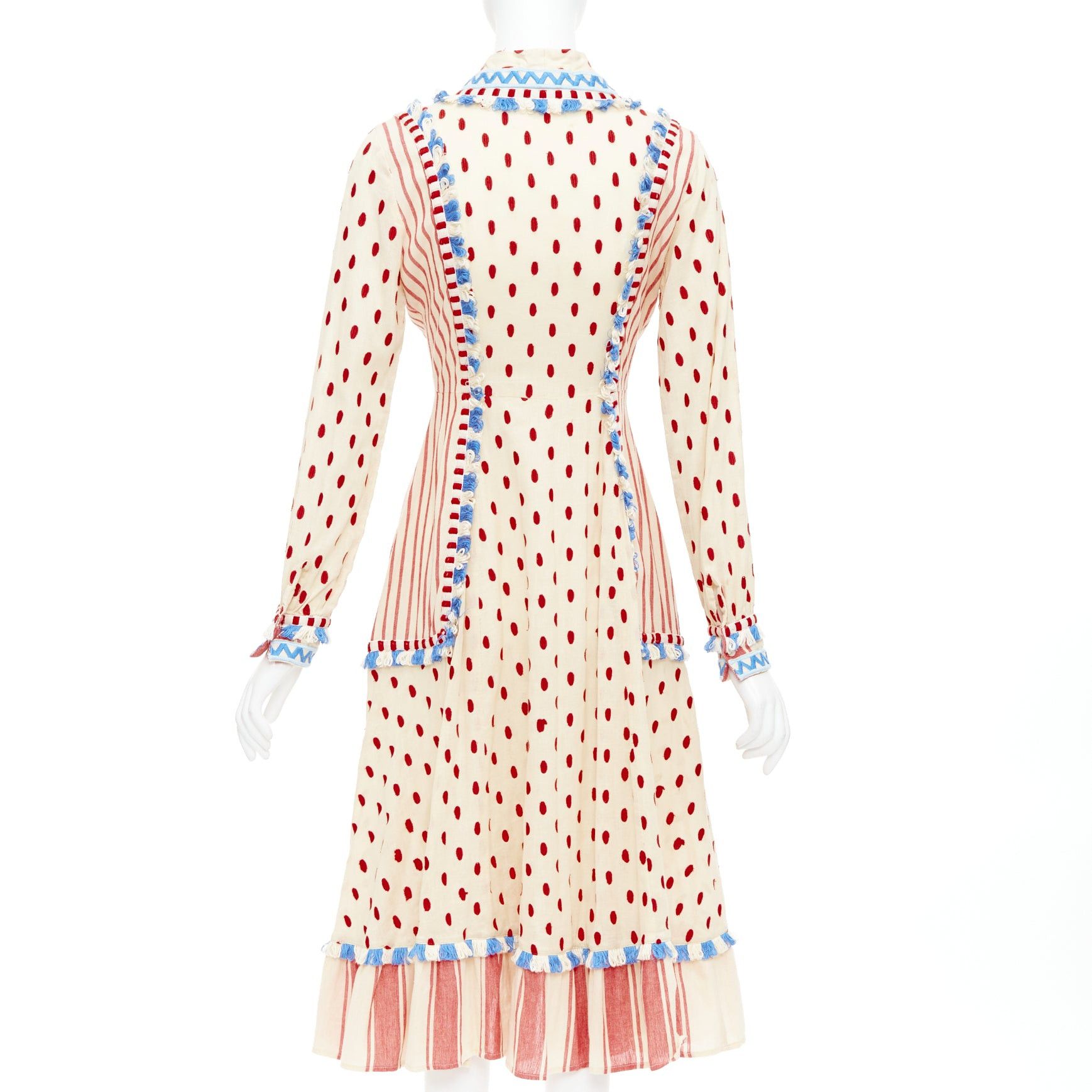 Dodo Bar Or DODO BAR OR Padma beige red blue knotted embroidery cotton gauze boho dress US0 XS Size S / US 4 / IT 40 - 5 Thumbnail