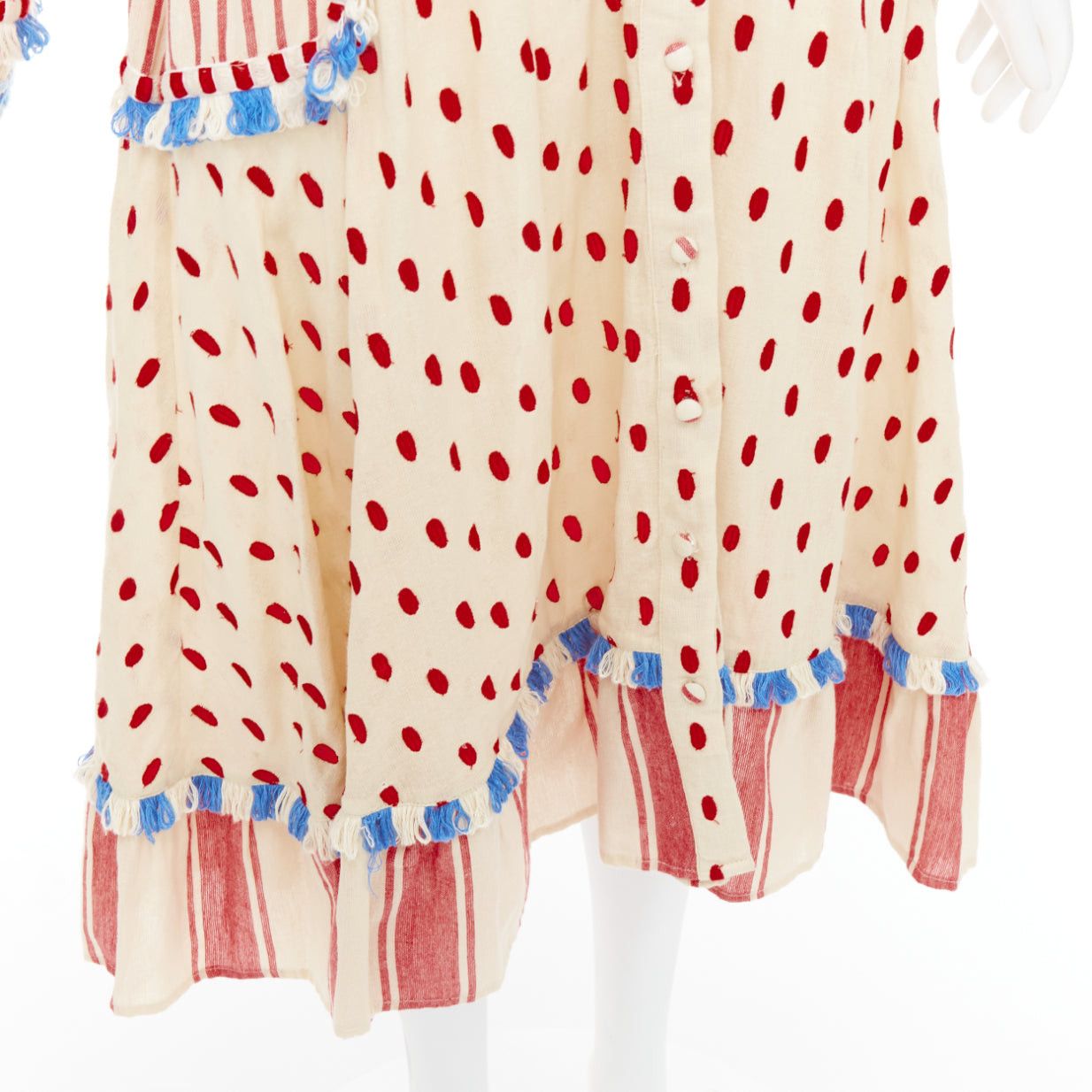 Dodo Bar Or DODO BAR OR Padma beige red blue knotted embroidery cotton gauze boho dress US0 XS Size S / US 4 / IT 40 - 7 Thumbnail