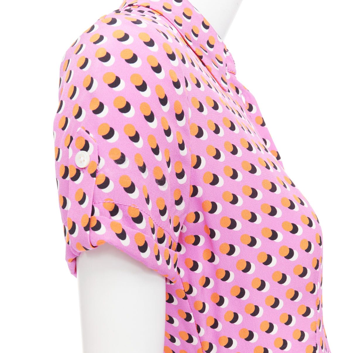 Diane von Furstenberg DIANE VON FURSTENBERG Georgia pink polka dot crepe de chine midi shirt dress US0 XS Size XS / US 0-2 / IT 36-38 - 7 Thumbnail
