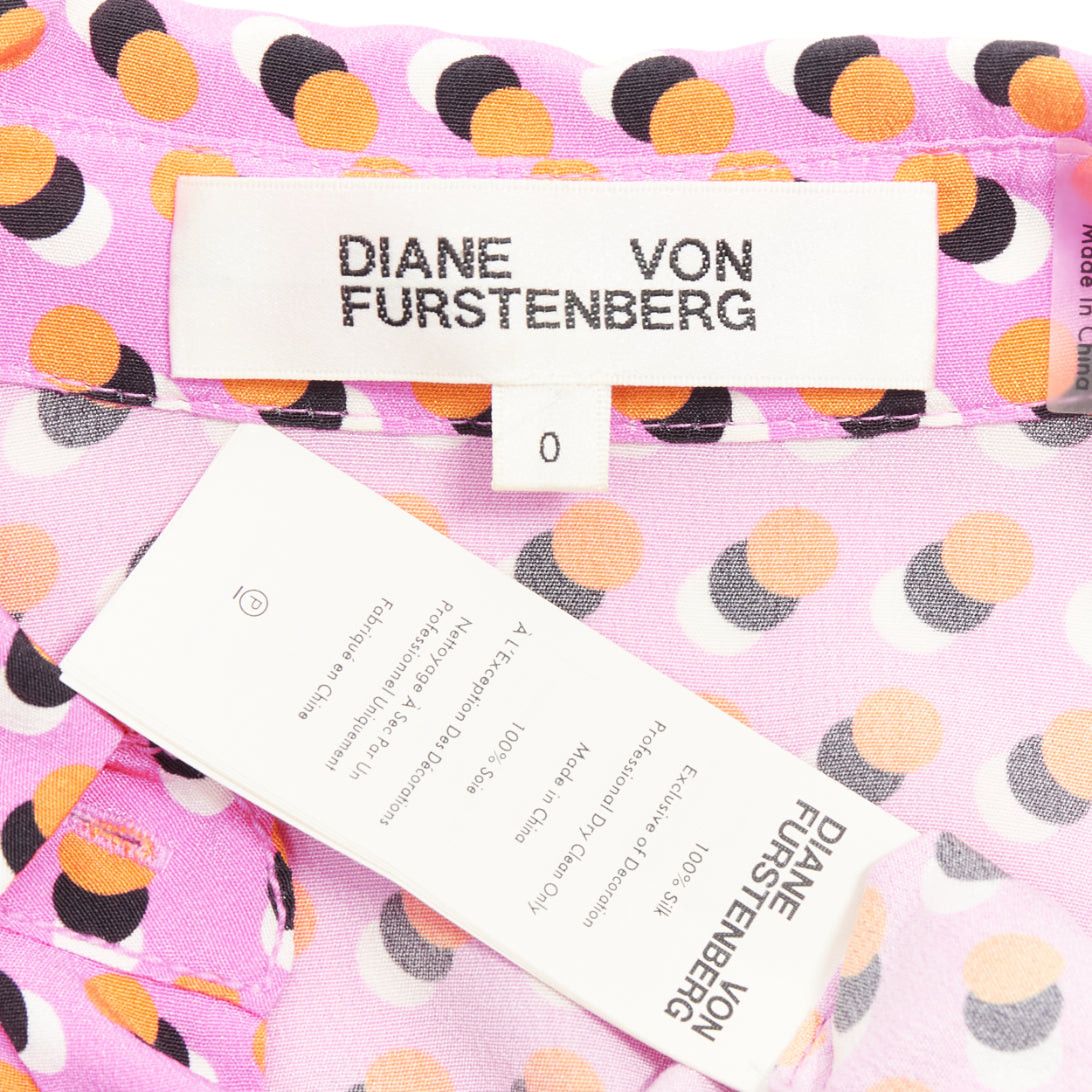 Diane von Furstenberg DIANE VON FURSTENBERG Georgia pink polka dot crepe de chine midi shirt dress US0 XS Size XS / US 0-2 / IT 36-38 - 8 Thumbnail