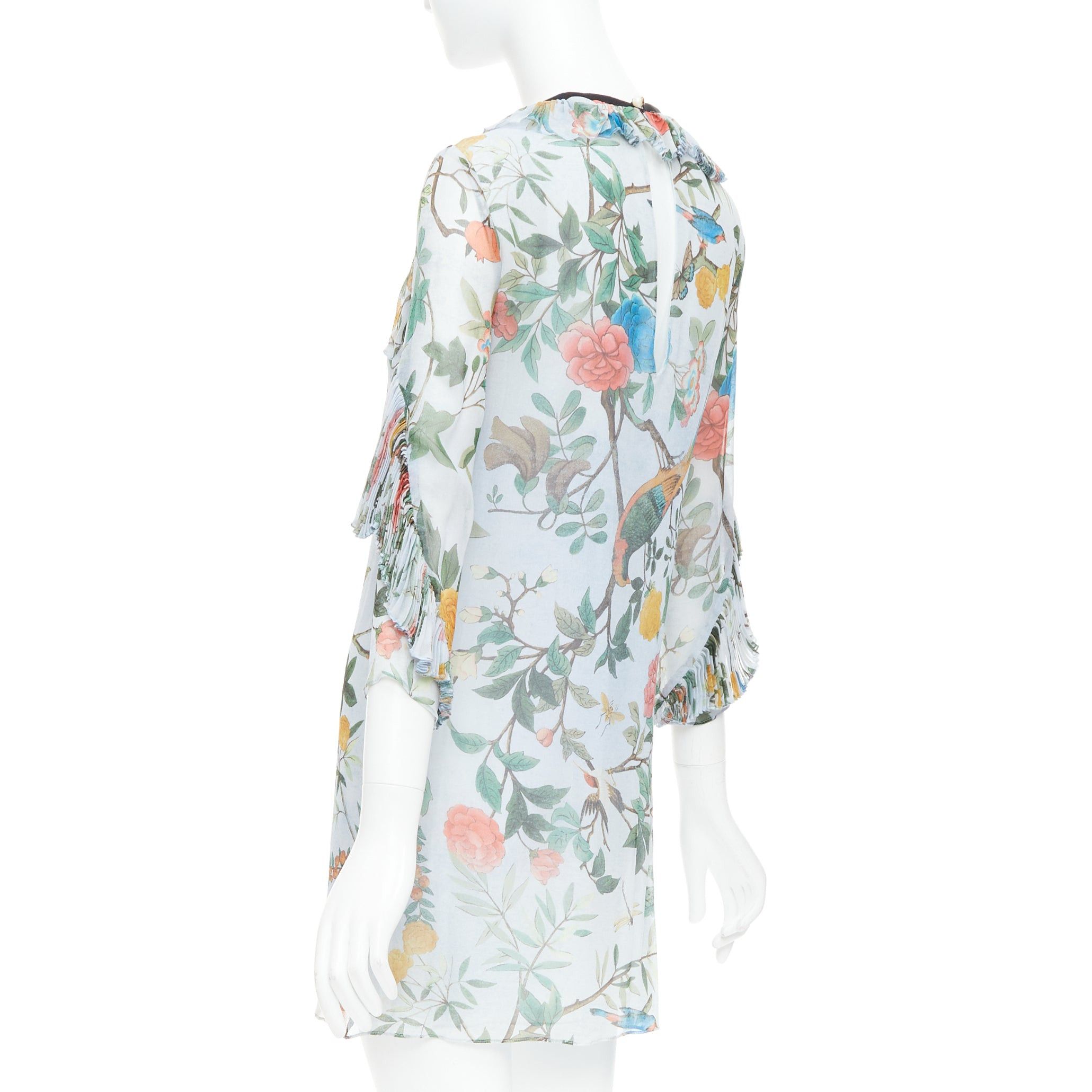 Gucci GUCCI 2015 Tian Bloom print 100% silk black ribbon trim dress IT36 XXS Size XS / US 0-2 / IT 36-38 - 6 Thumbnail