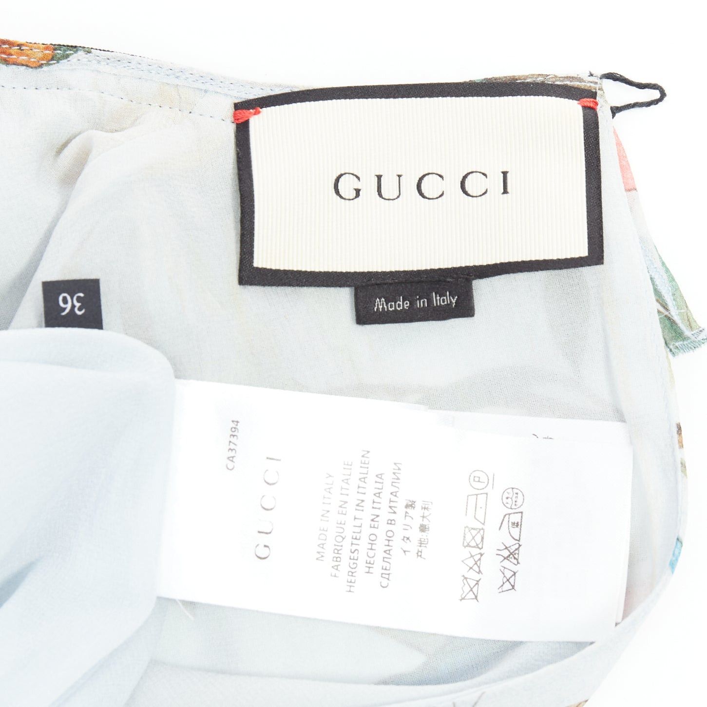 Gucci GUCCI 2015 Tian Bloom print 100% silk black ribbon trim dress IT36 XXS Size XS / US 0-2 / IT 36-38 - 8 Thumbnail