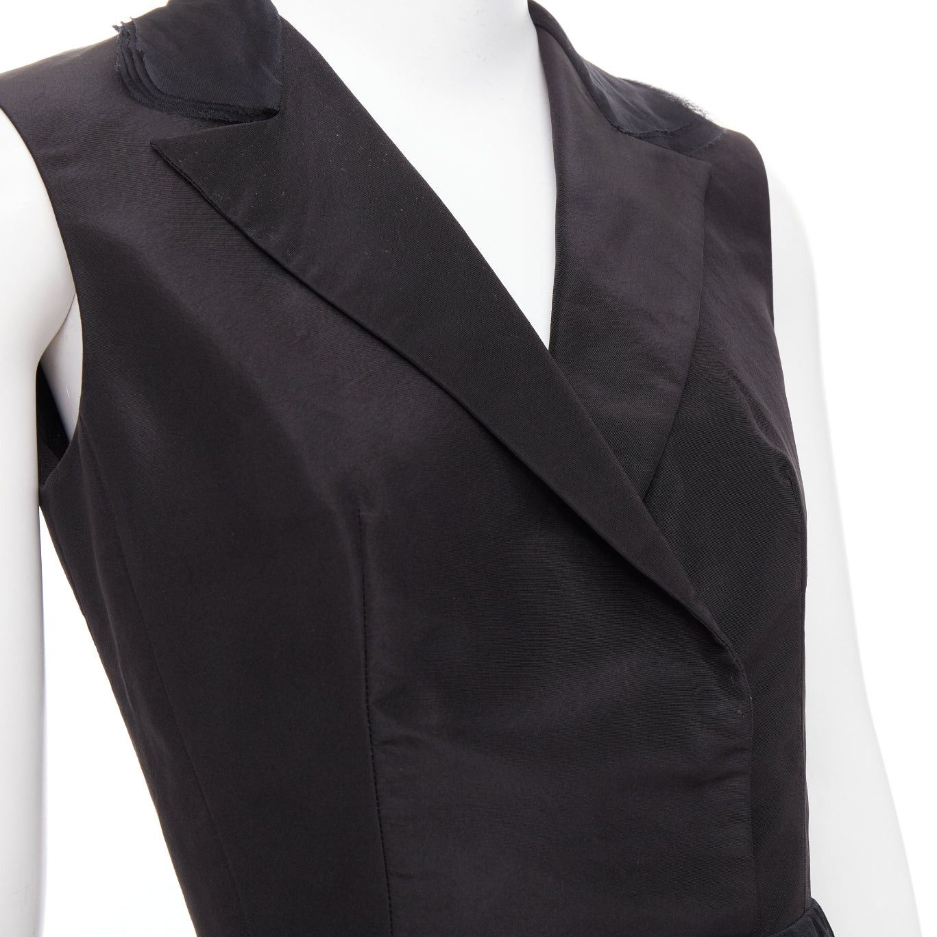 Oscar De La Renta OSCAR DE LA RENTA R14 100% silk black peak collar tiered puff dress US4 S Size S / US 4 / IT 40 - 2 Thumbnail
