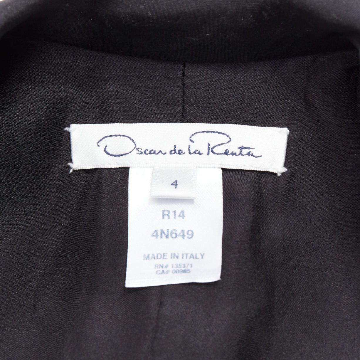 Oscar De La Renta OSCAR DE LA RENTA R14 100% silk black peak collar tiered puff dress US4 S Size S / US 4 / IT 40 - 8 Thumbnail