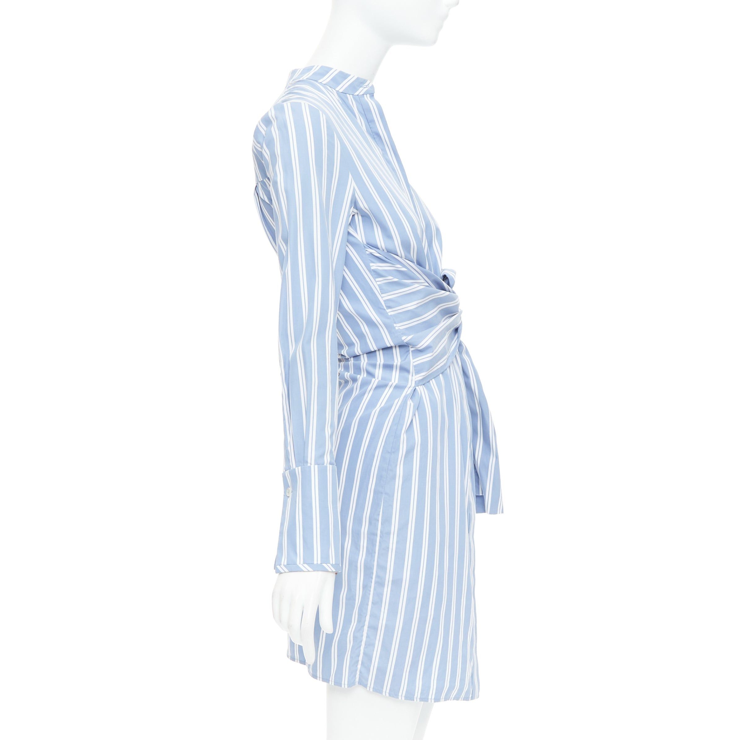 Victoria Beckham VVB VICTORIA BECKHAM blue white cotton striped tie shirt dress UK4 XXS Size XS / US 0-2 / IT 36-38 - 4 Thumbnail