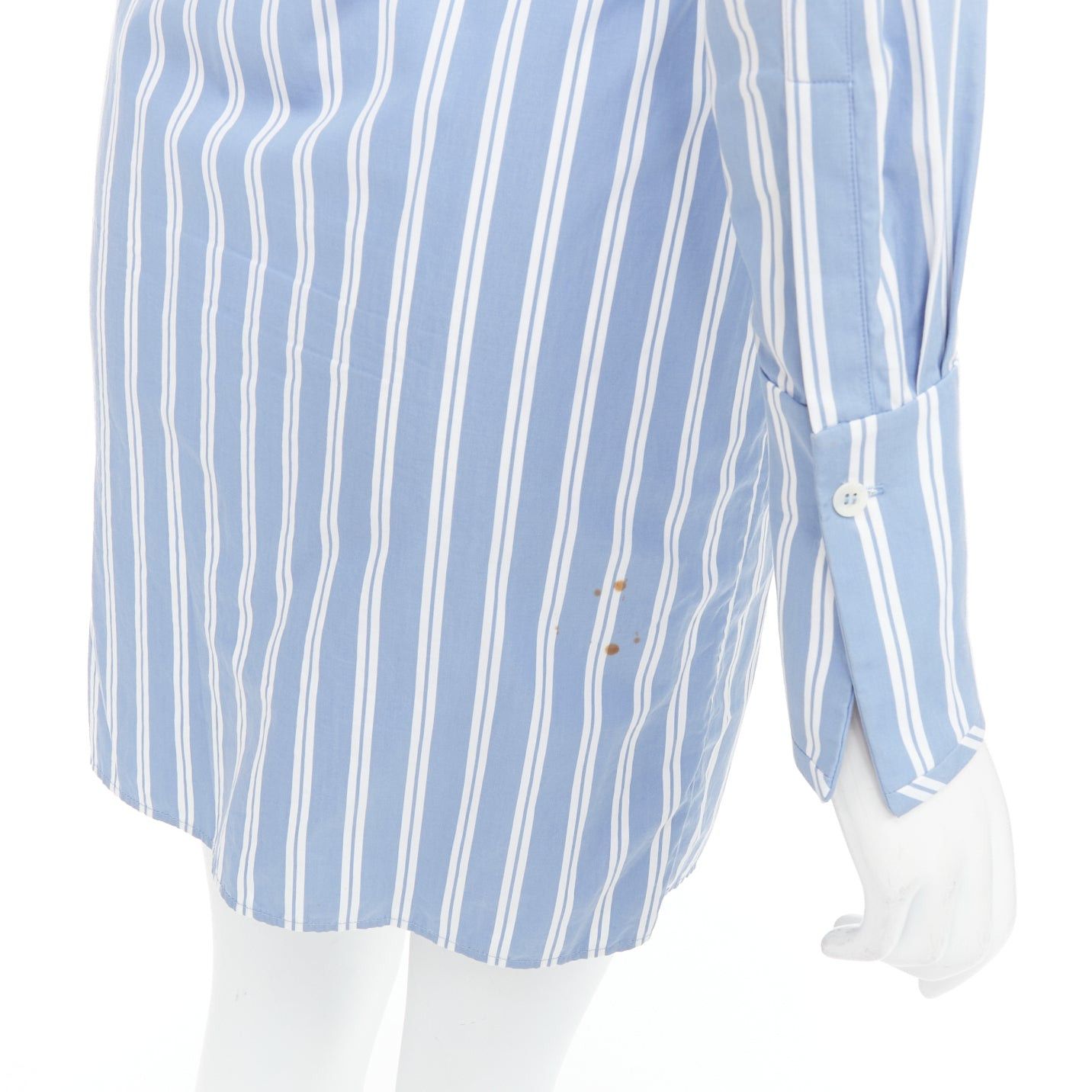 Victoria Beckham VVB VICTORIA BECKHAM blue white cotton striped tie shirt dress UK4 XXS Size XS / US 0-2 / IT 36-38 - 7 Thumbnail