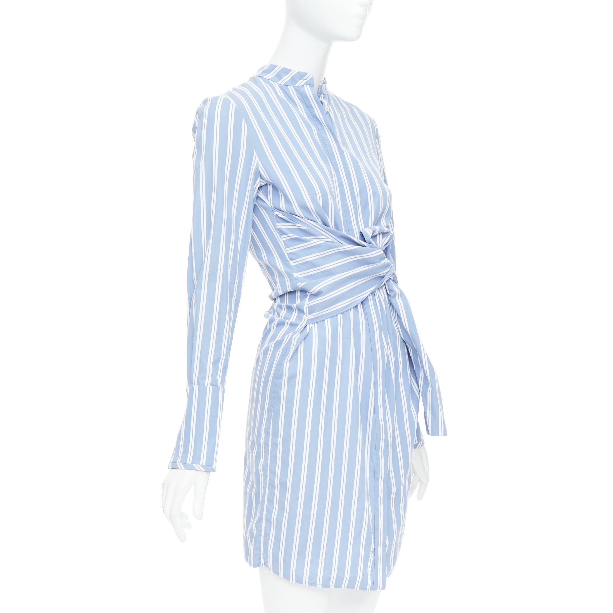 Victoria Beckham VVB VICTORIA BECKHAM blue white cotton striped tie shirt dress UK4 XXS Size XS / US 0-2 / IT 36-38 - 3 Thumbnail