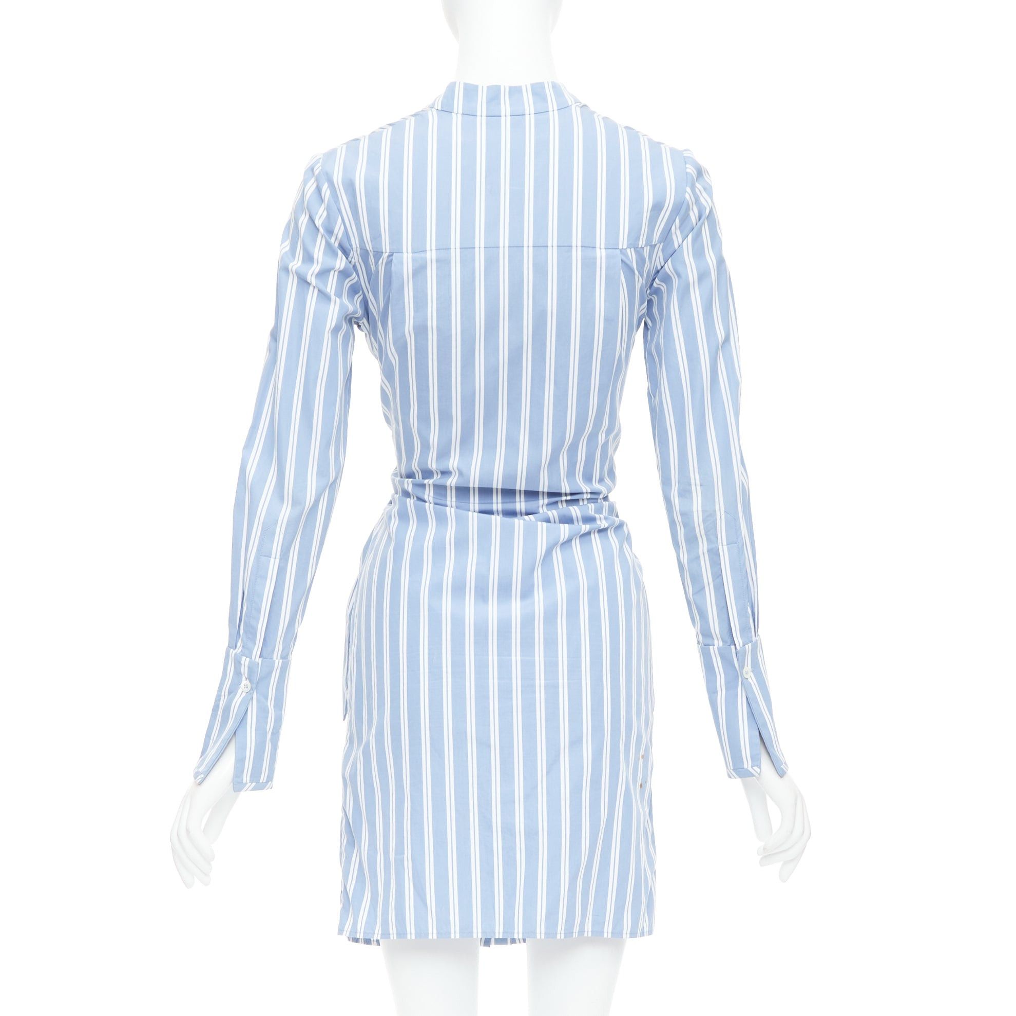 Victoria Beckham VVB VICTORIA BECKHAM blue white cotton striped tie shirt dress UK4 XXS Size XS / US 0-2 / IT 36-38 - 5 Thumbnail