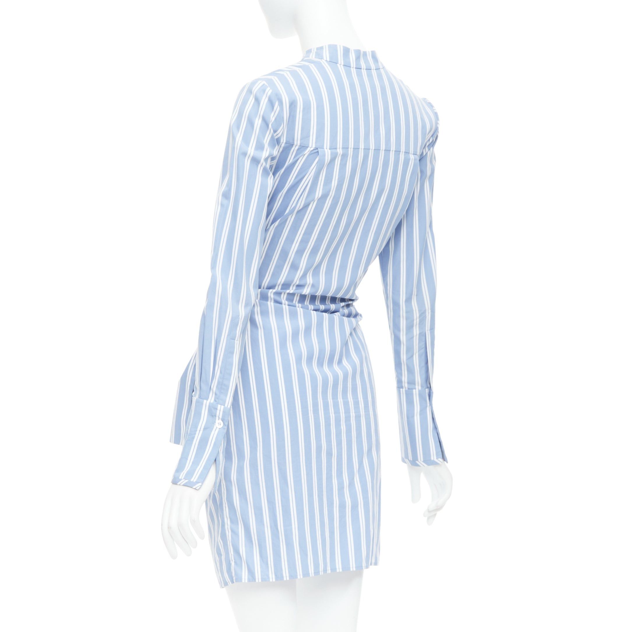 Victoria Beckham VVB VICTORIA BECKHAM blue white cotton striped tie shirt dress UK4 XXS Size XS / US 0-2 / IT 36-38 - 6 Thumbnail