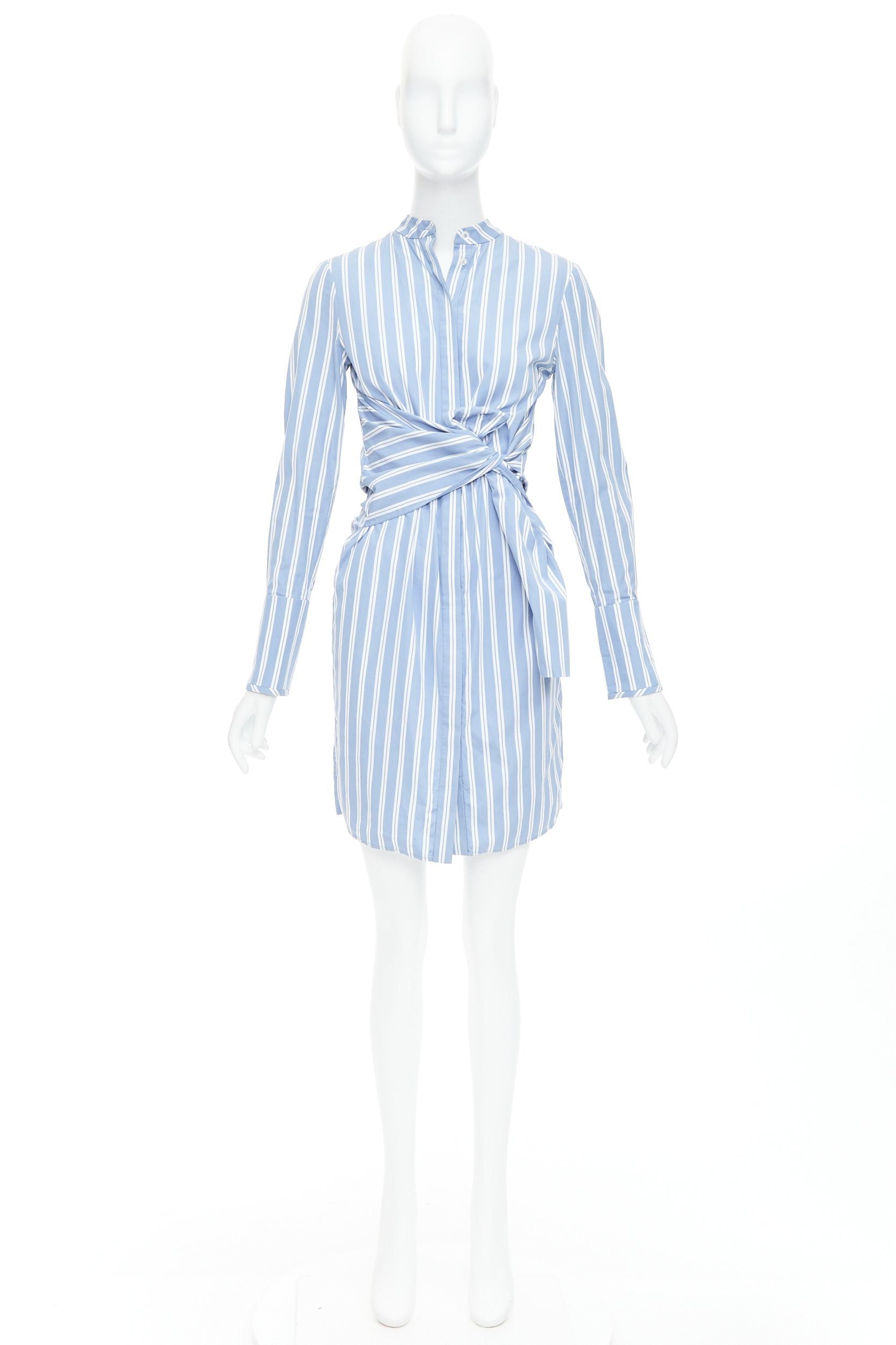 Victoria Beckham VVB VICTORIA BECKHAM blue white cotton striped tie shirt dress UK4 XXS Size XS / US 0-2 / IT 36-38 - 9 Thumbnail