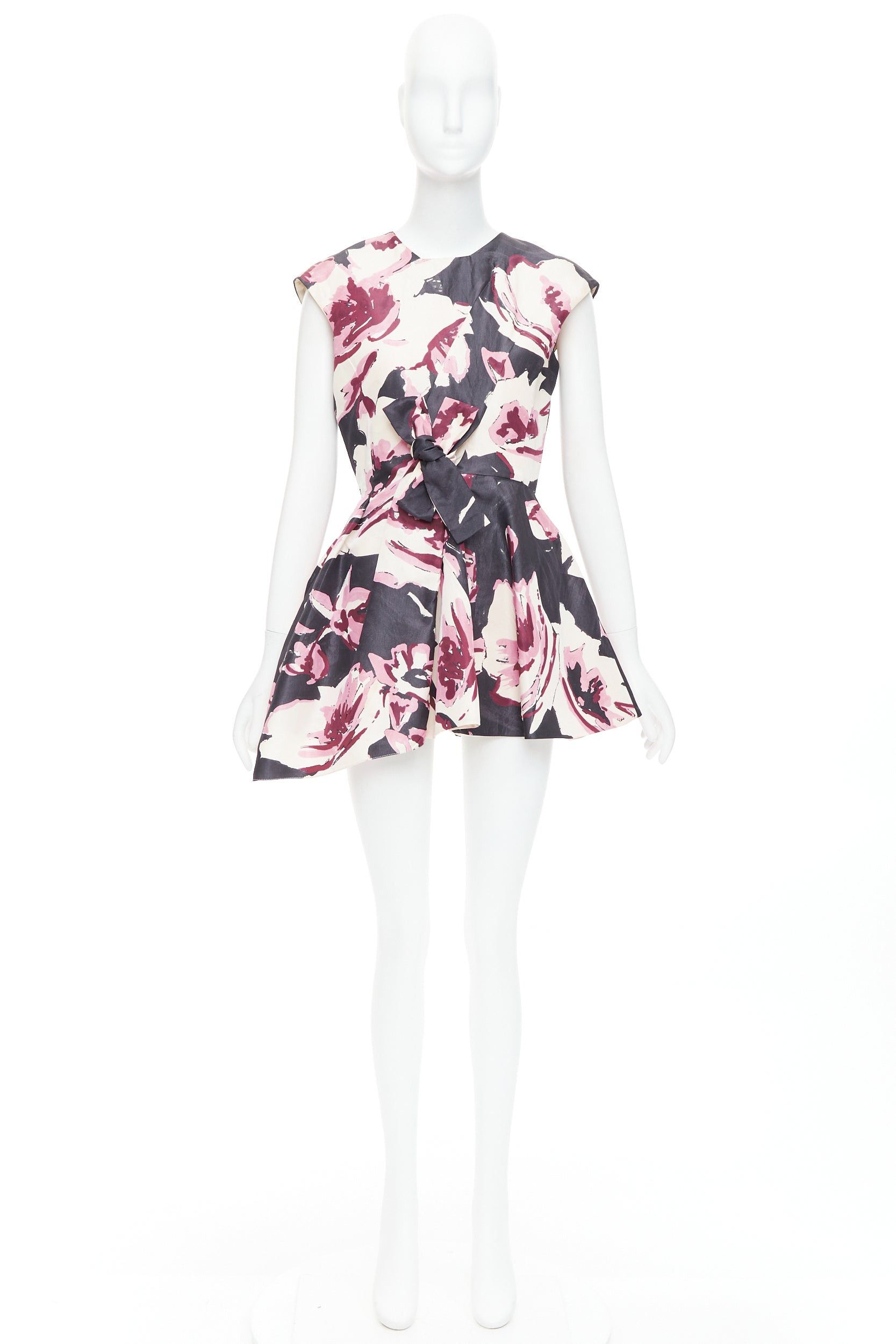 Dior CHRISTIAN DIOR pink cream 100% silk abstract floral print tie waist dress FR38 M Size M / US 6-8 / IT 42-44 - 9 Thumbnail