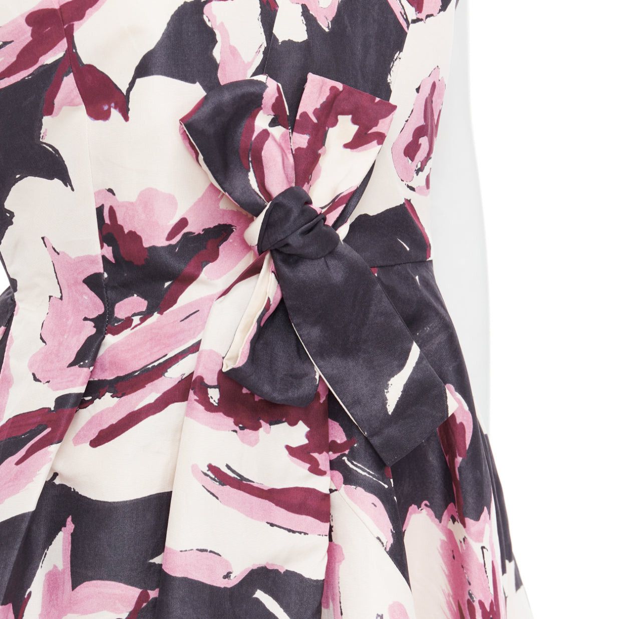 Dior CHRISTIAN DIOR pink cream 100% silk abstract floral print tie waist dress FR38 M Size M / US 6-8 / IT 42-44 - 2 Thumbnail
