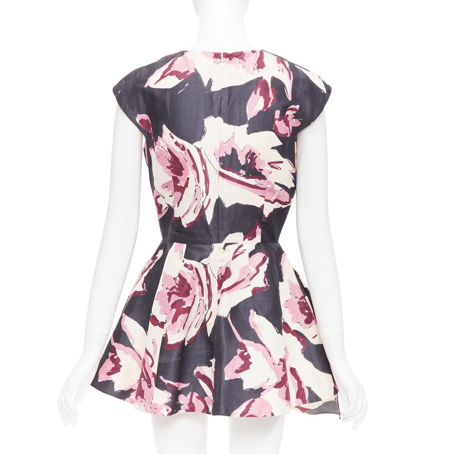 Dior CHRISTIAN DIOR pink cream 100% silk abstract floral print tie waist dress FR38 M Size M / US 6-8 / IT 42-44 - 5 Thumbnail