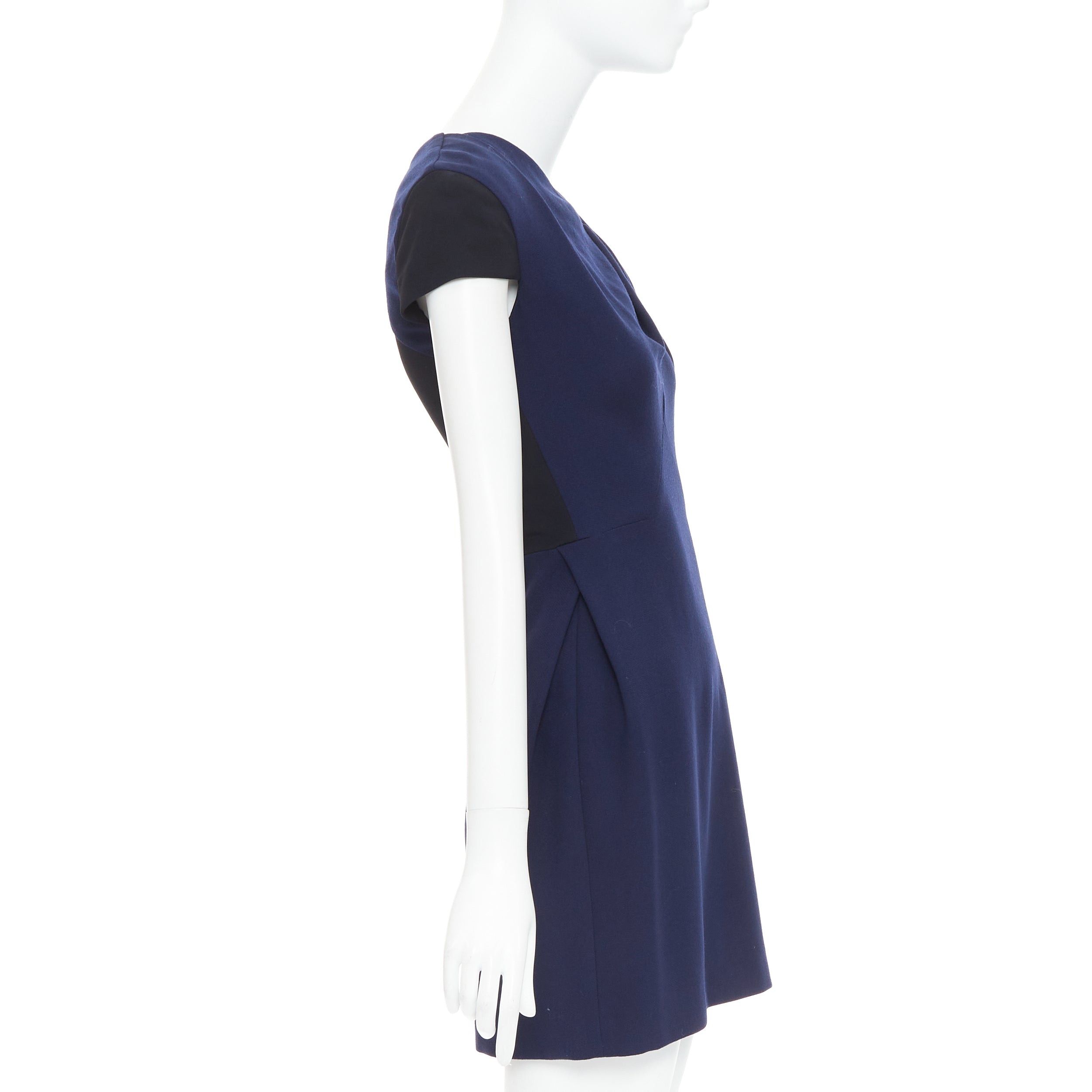 Roland Mouret ROLAND MOURET navy blue wool blend cap sleeve asymmetric shift dress UK6 XS Size XS / US 0-2 / IT 36-38 - 4 Thumbnail