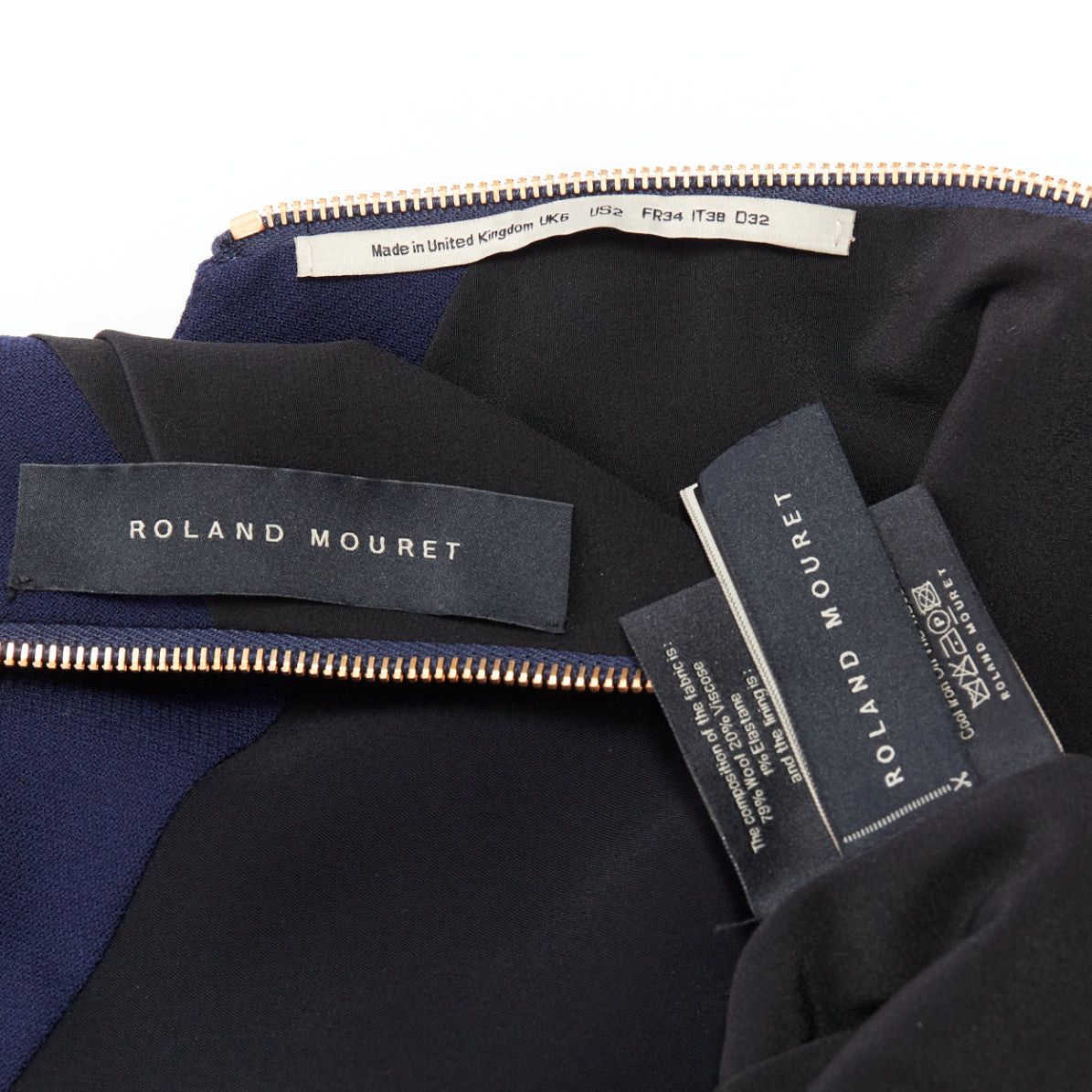 Roland Mouret ROLAND MOURET navy blue wool blend cap sleeve asymmetric shift dress UK6 XS Size XS / US 0-2 / IT 36-38 - 8 Thumbnail