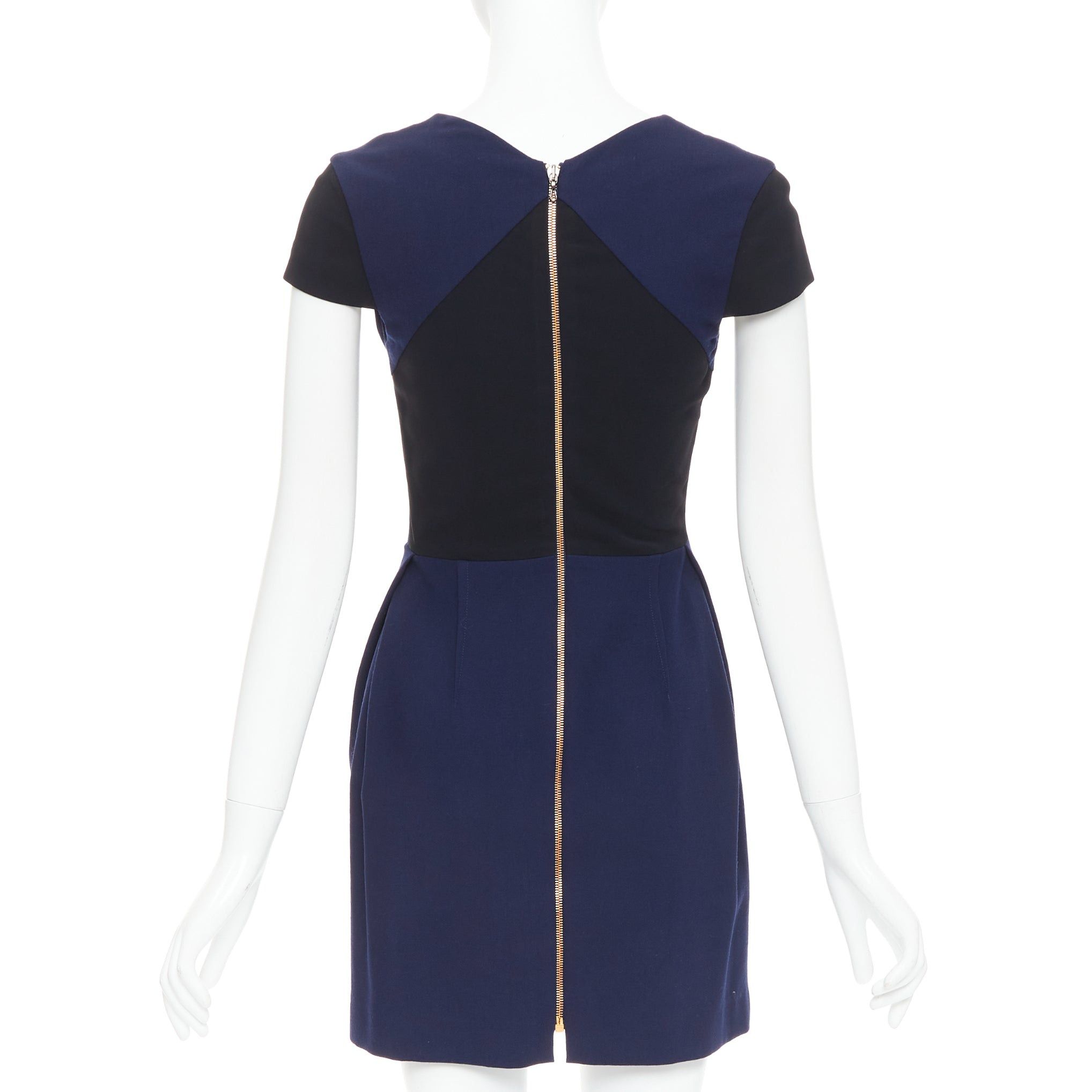 Roland Mouret ROLAND MOURET navy blue wool blend cap sleeve asymmetric shift dress UK6 XS Size XS / US 0-2 / IT 36-38 - 5 Thumbnail