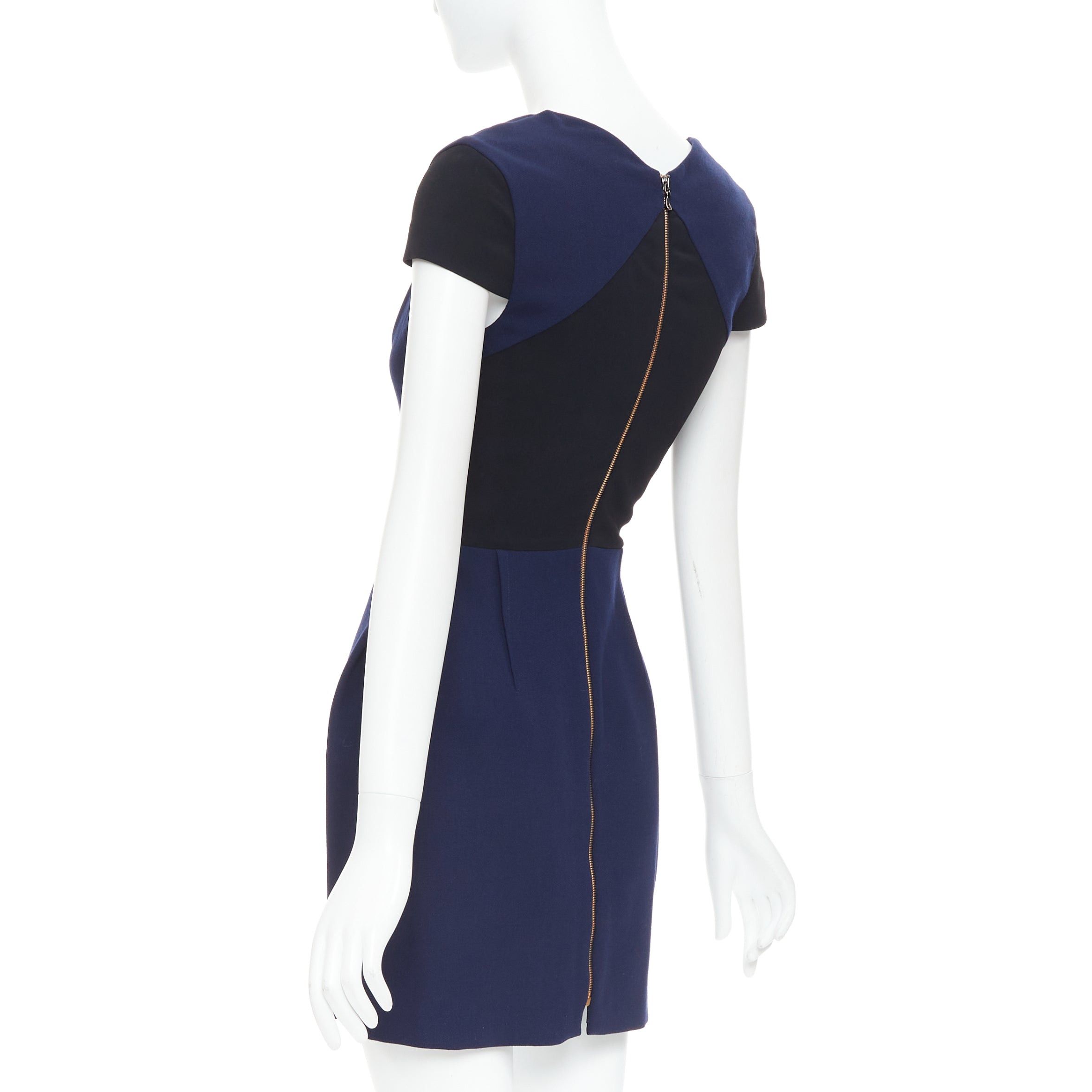 Roland Mouret ROLAND MOURET navy blue wool blend cap sleeve asymmetric shift dress UK6 XS Size XS / US 0-2 / IT 36-38 - 6 Thumbnail