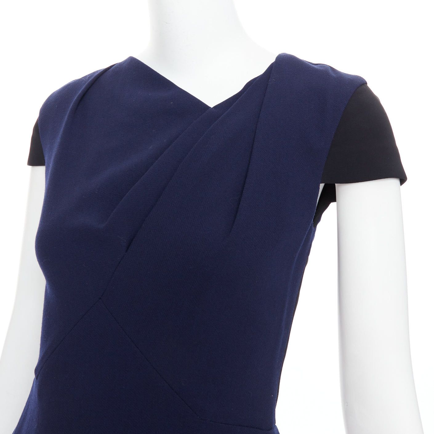 Roland Mouret ROLAND MOURET navy blue wool blend cap sleeve asymmetric shift dress UK6 XS Size XS / US 0-2 / IT 36-38 - 7 Thumbnail