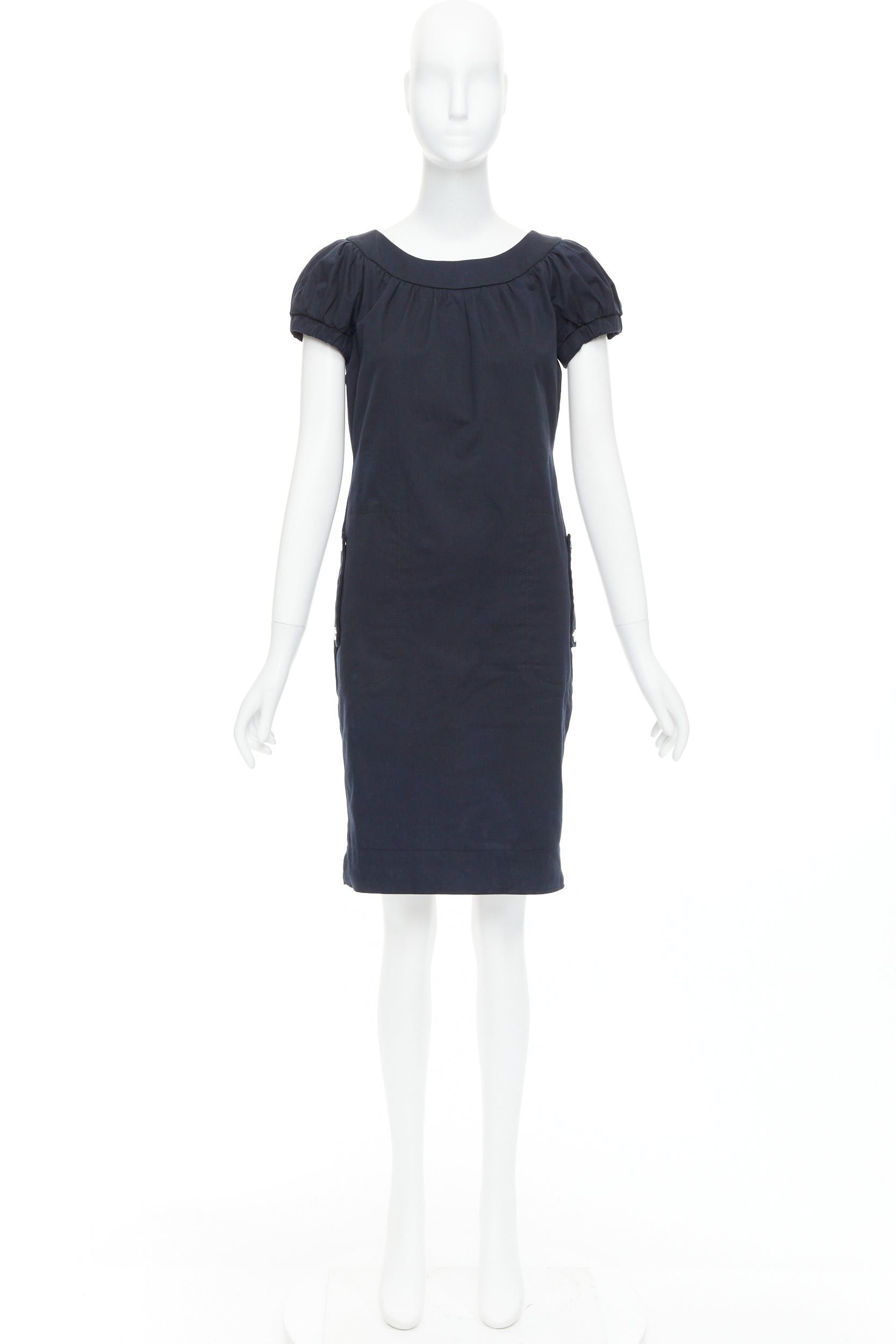 Dolce & Gabbana DOLCE GABBANA black cotton bateau puff sleeves sack dress IT40 S Size S / US 4 / IT 40 - 9 Thumbnail