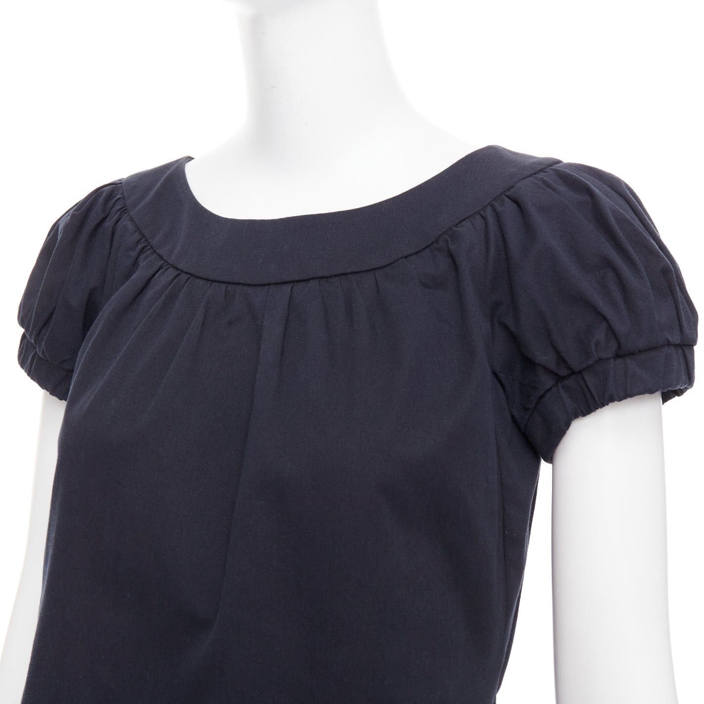 Dolce & Gabbana DOLCE GABBANA black cotton bateau puff sleeves sack dress IT40 S Size S / US 4 / IT 40 - 2 Thumbnail