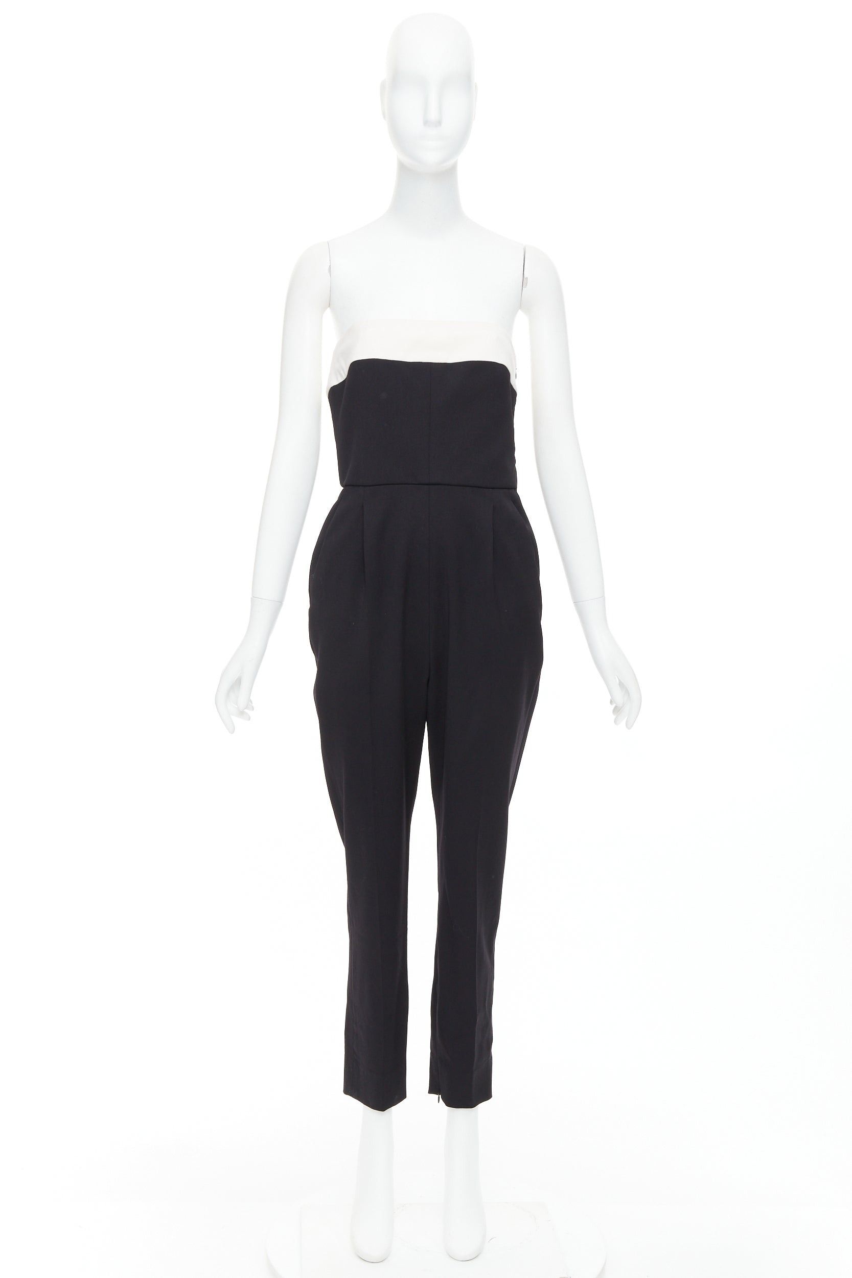 Valentino VALENTINO black cream wool blend bow black strapless jumpsuit IT40 S Size 27" / US 4 / IT 40 - 9 Thumbnail