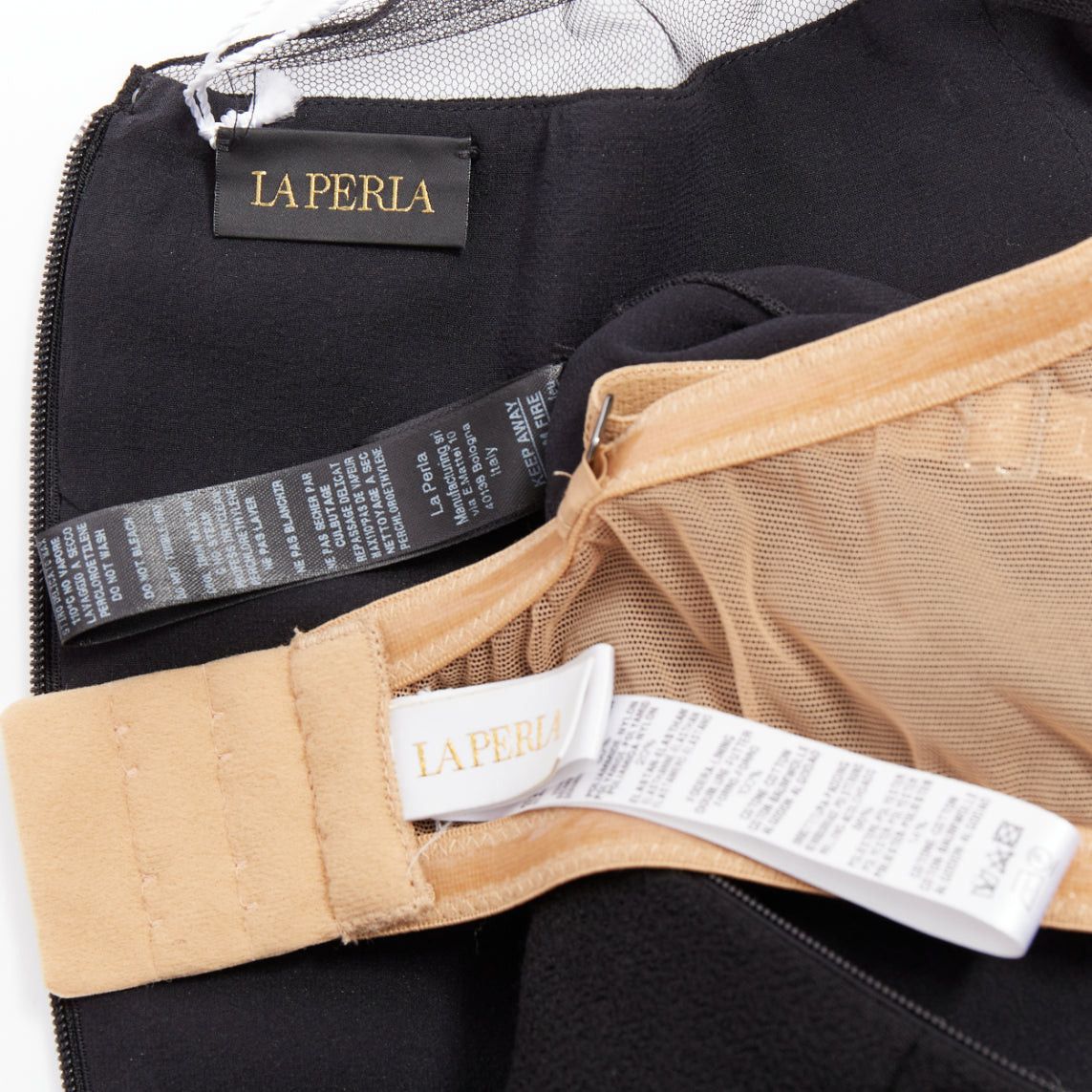La Perla LA PERLA black crepe wool blend sheer plunge jumpsuit IT36D S Size 27" / US 4 / IT 40 - 8 Thumbnail