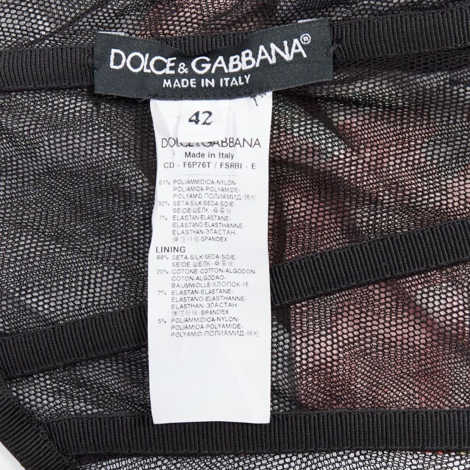 Dolce & Gabbana DOLCE GABBANA black red rose print corseted boned cocktail dress IT42 M Size M / US 6-8 / IT 42-44 - 8 Thumbnail